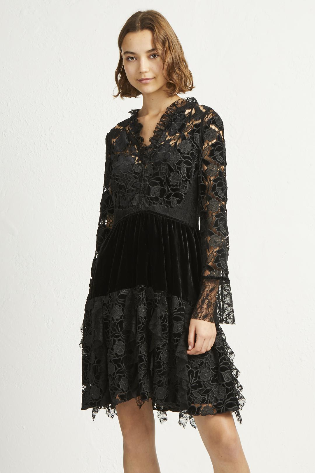 cynthia velvet lace mix dress