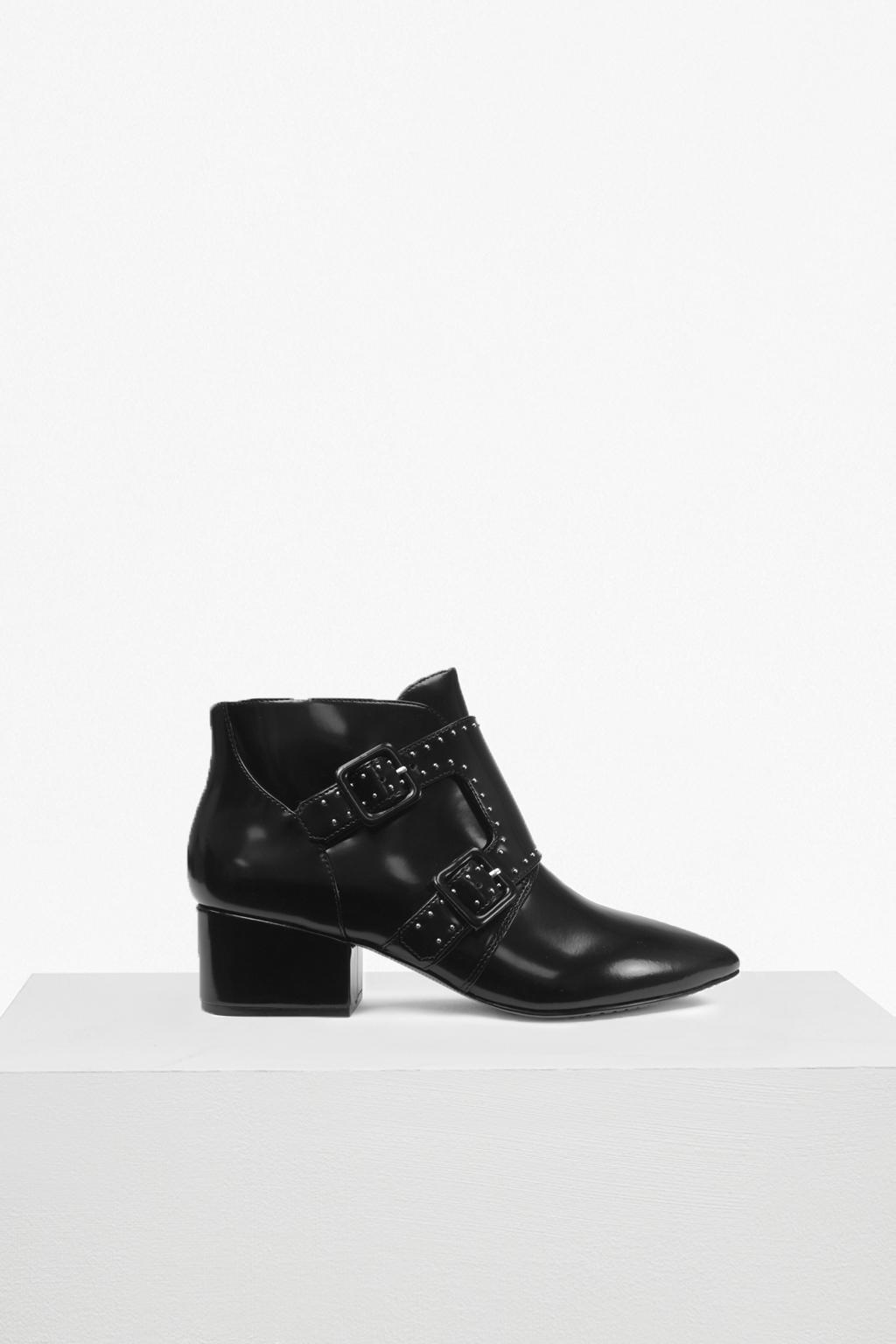 Lyst - French Connection Roree Double Buckle Stud Leather Boots in Black