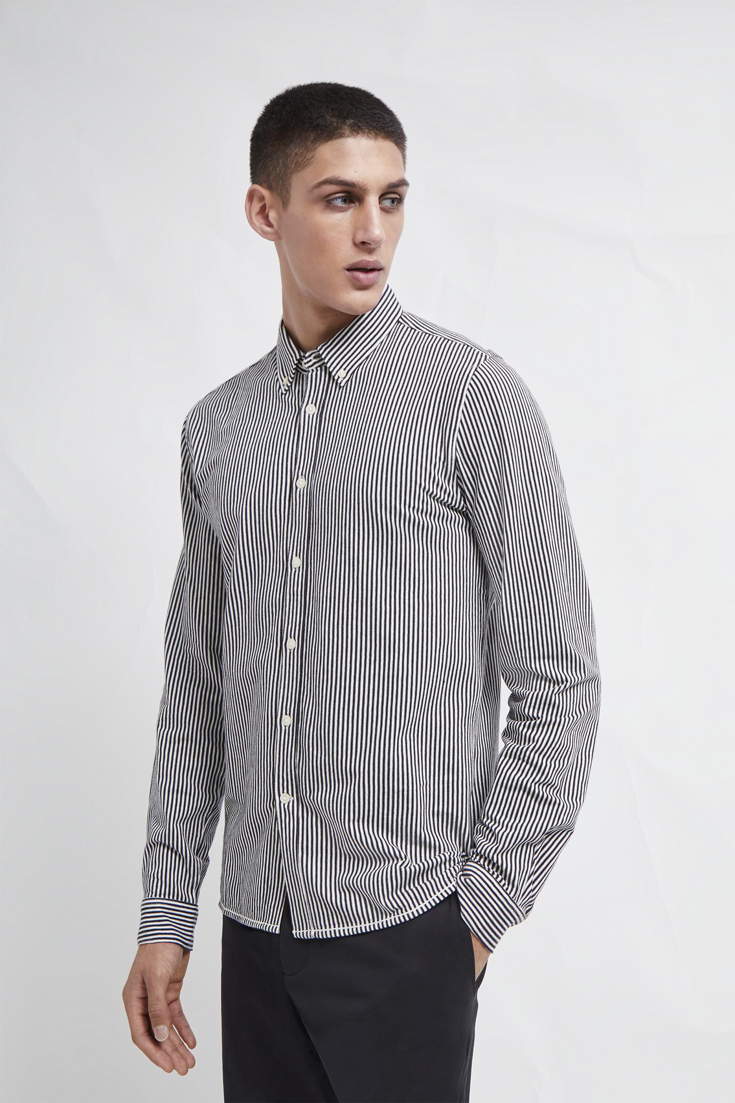 French Connection Cotton Micro Stripe Jersey Shirt in Blue for Men - Lyst