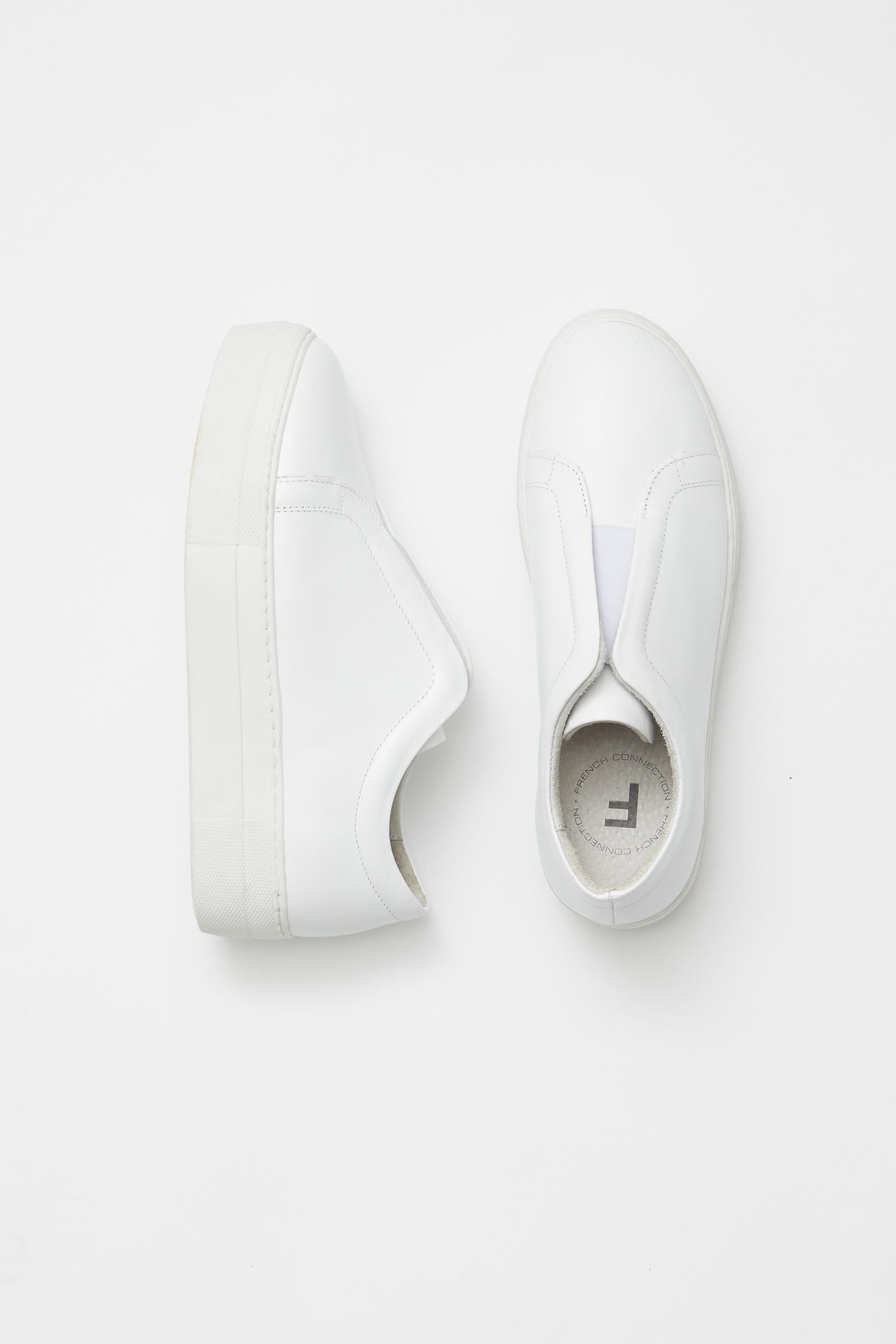 French Connection Denim Sara Elastic Slip On Trainers in White | Lyst