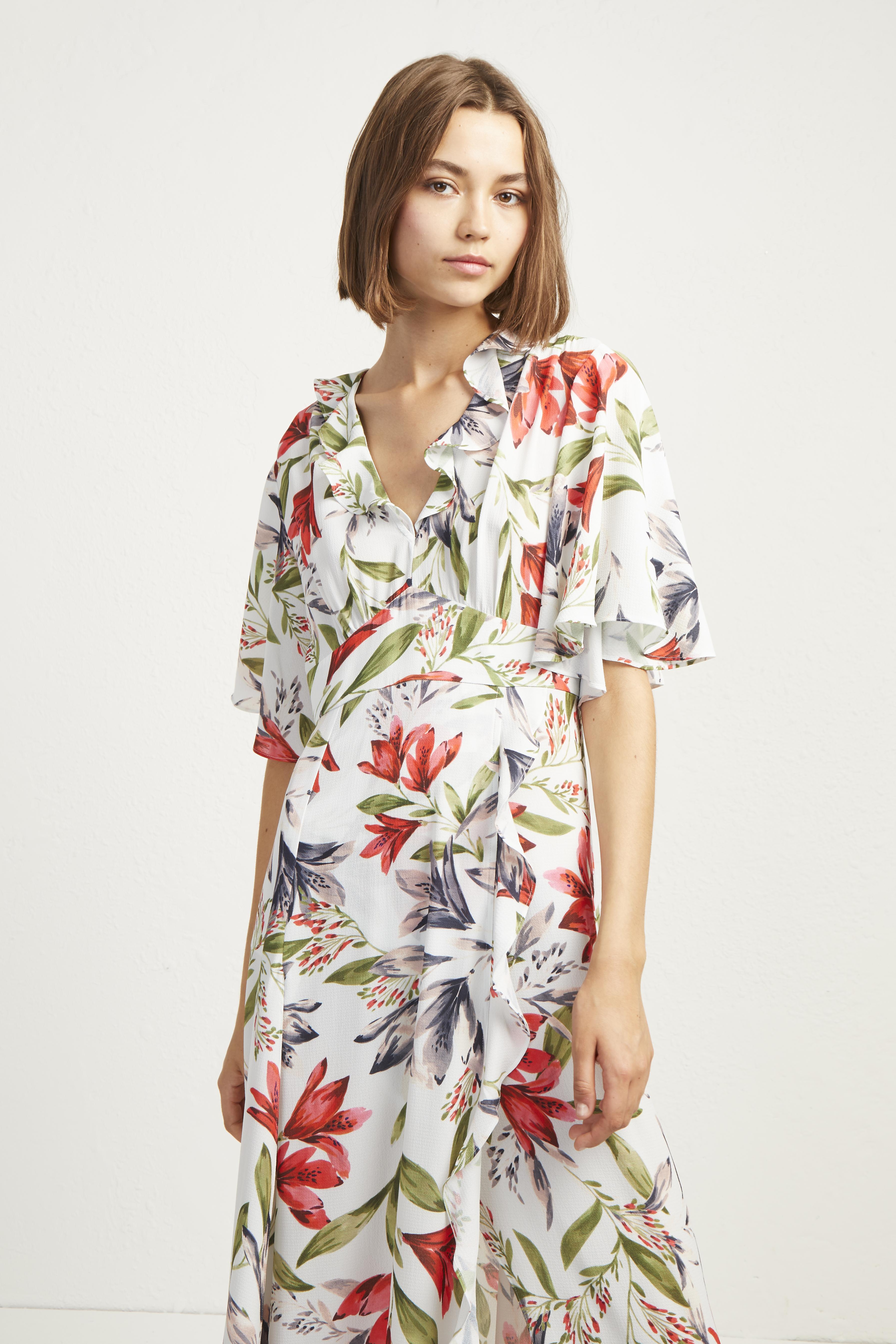 cadencia crepe floral maxi dress