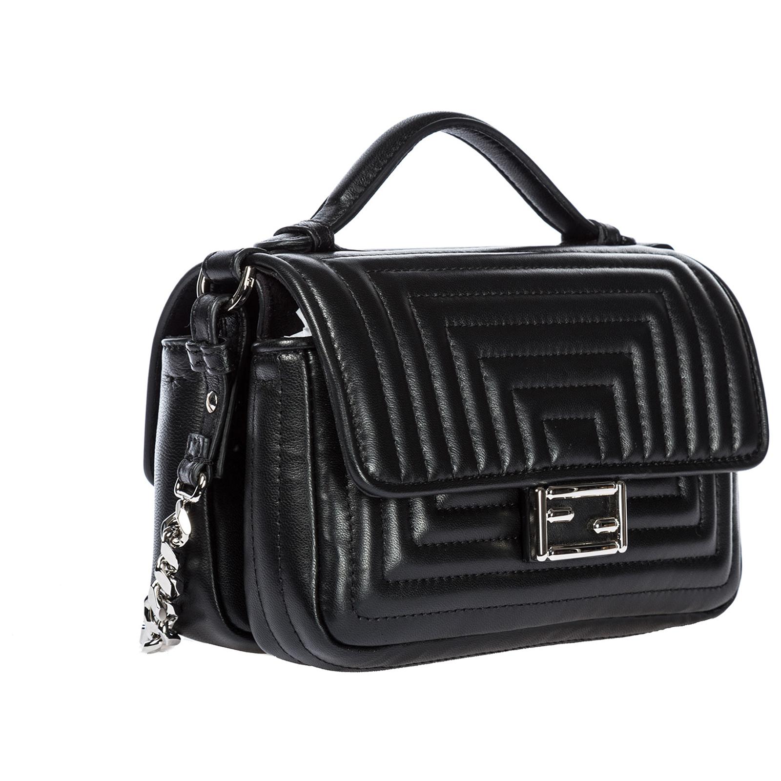Fendi Leather Cross-body Messenger Shoulder Bag Double Micro Baguette in Black - Lyst
