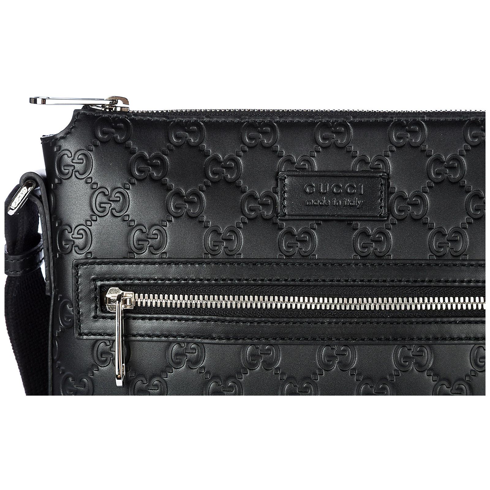 gucci black signature messenger bolsa