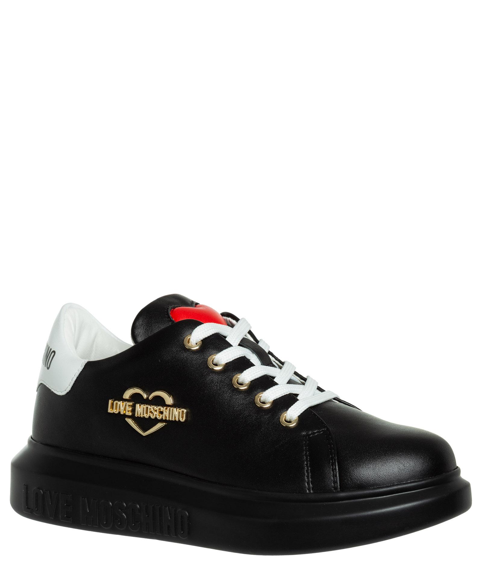 Love Moschino Leather Love Sneakers in Black - Save 44% | Lyst