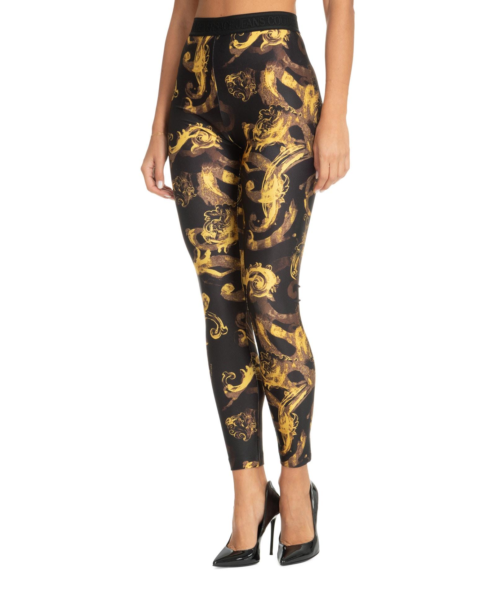 Versace Jeans Couture Logo Couture Legging in Gold & Black