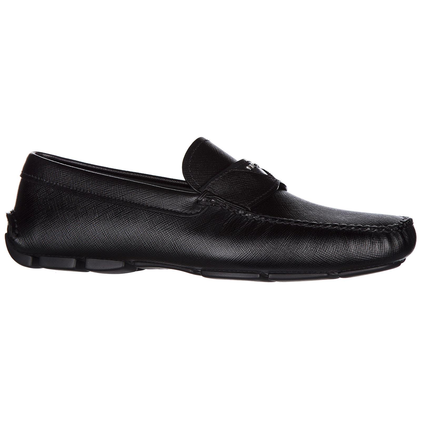 Prada Leather Loafers Moccasins in Black for Men Lyst