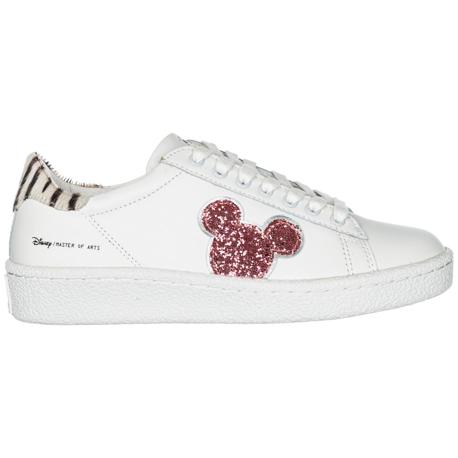 MOA Women's Shoes Leather Trainers Sneakers Disney Mickey Mouse in White /  Pink (White) | Lyst Canada