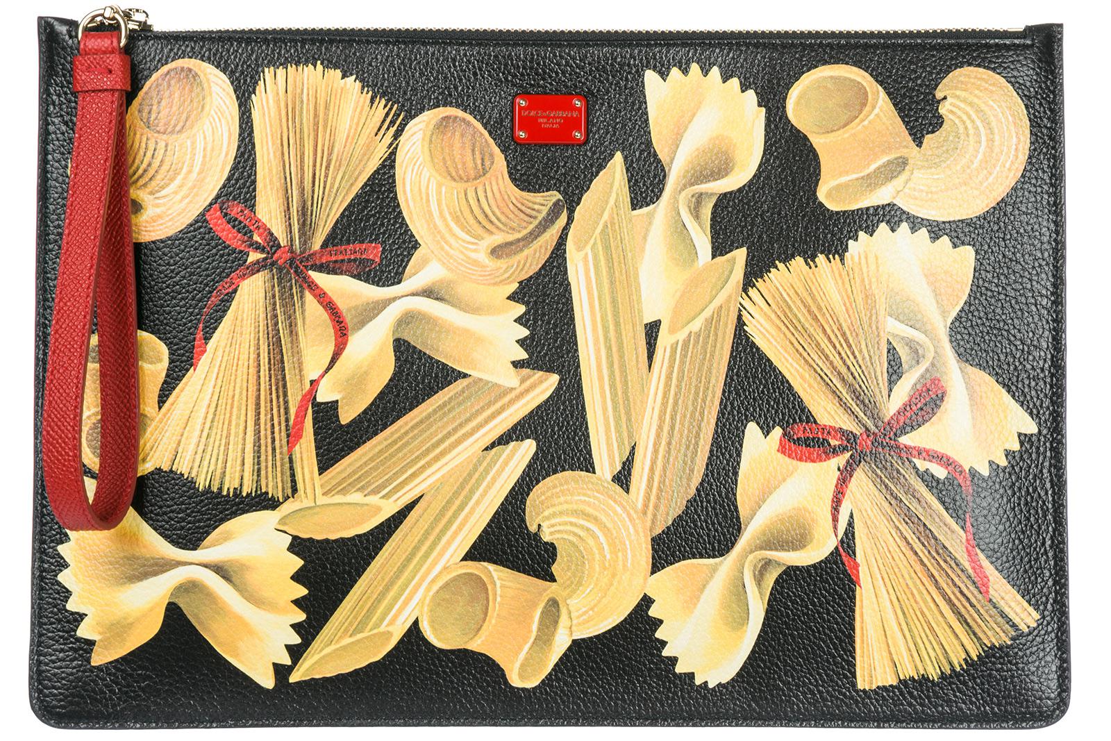 Dolce & Gabbana Leather Pasta Print Clutch in Nero (Black) - Lyst