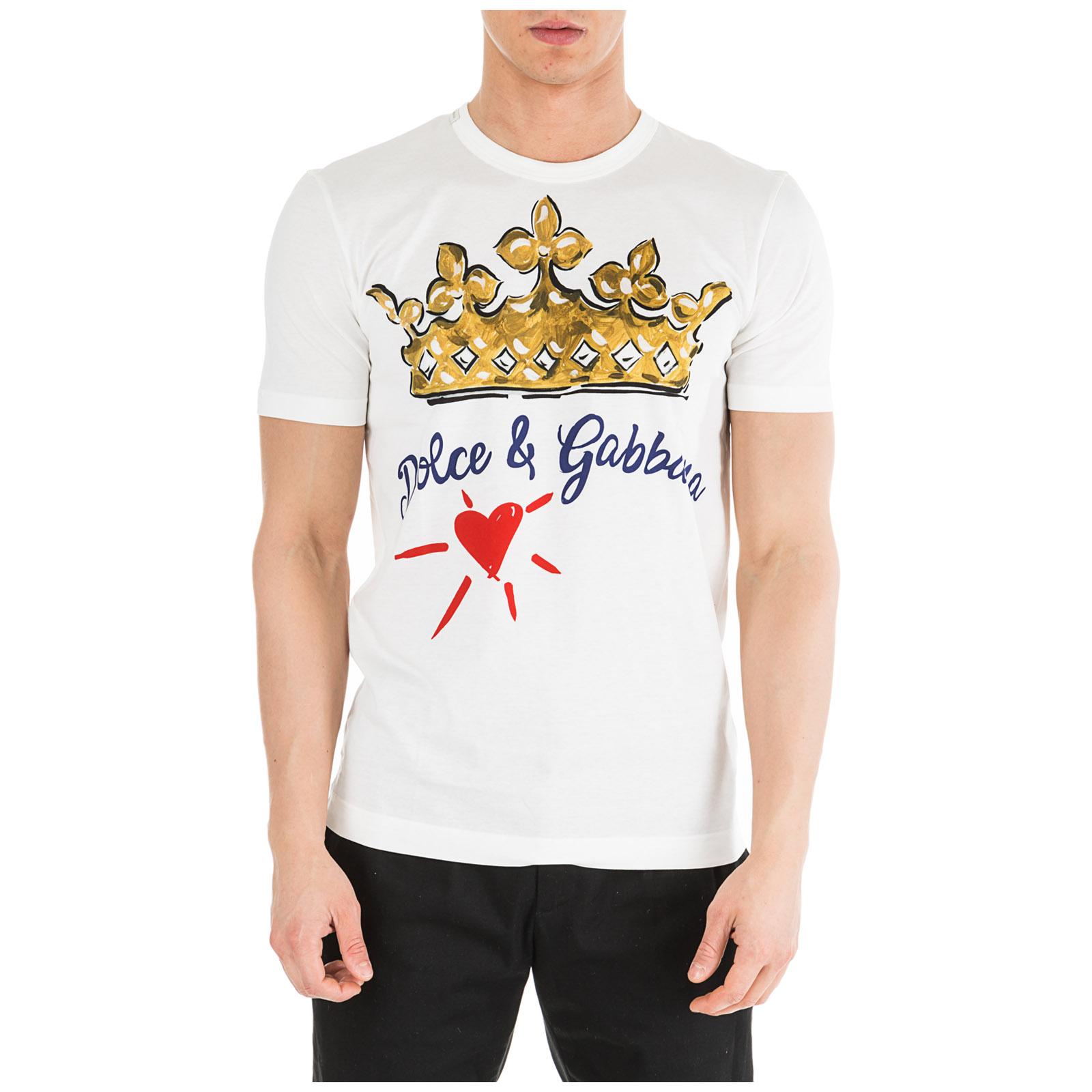 pin Cyber ​​space Get injured Dolce & Gabbana Crown Heart Print T-shirt in White for Men | Lyst