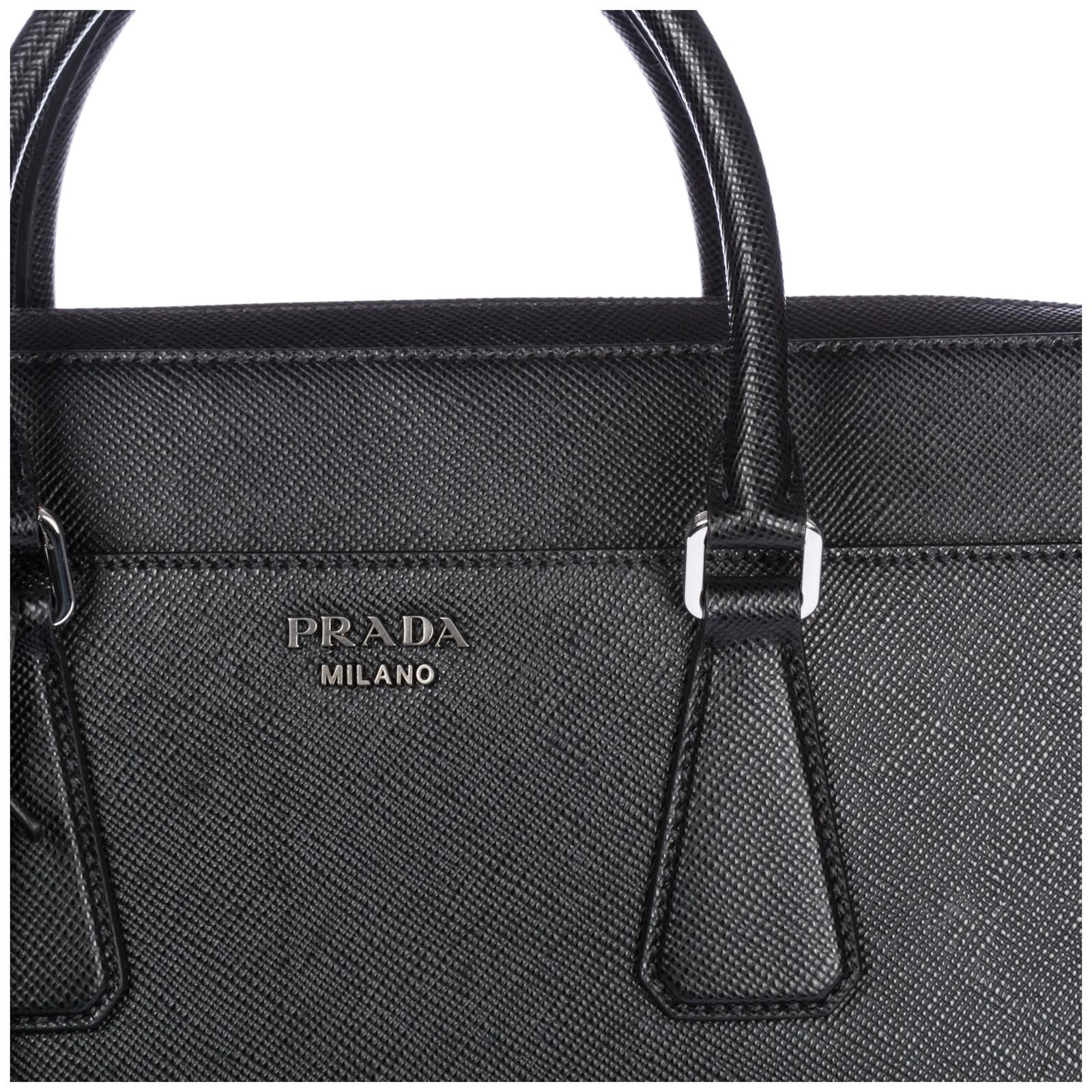 Prada Briefcase Attaché Case Laptop Pc Bag Leather in Nero (Black) for