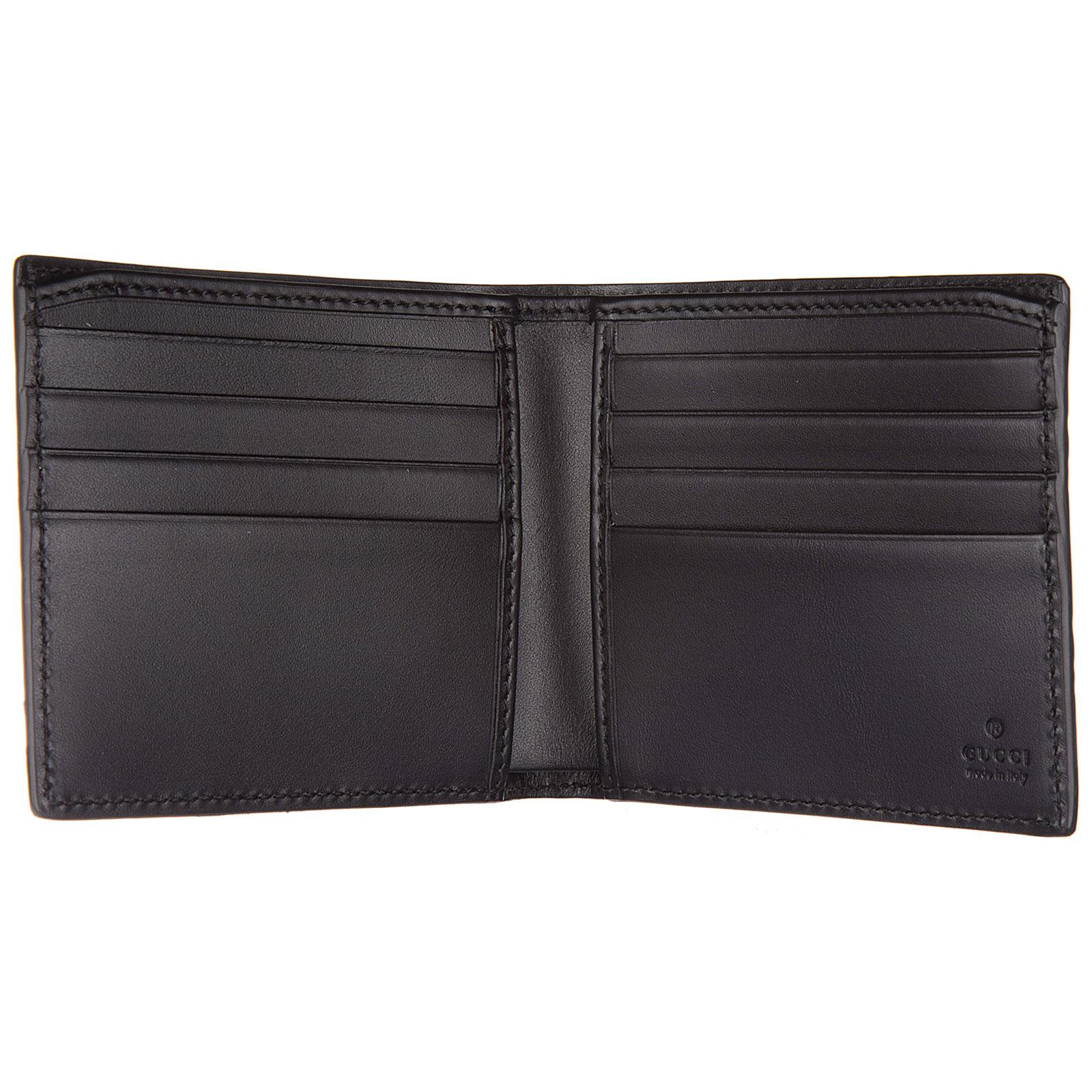 Gucci Men&#39;s Genuine Leather Wallet Credit Card Bifold Signature in Nero (Black) for Men - Lyst