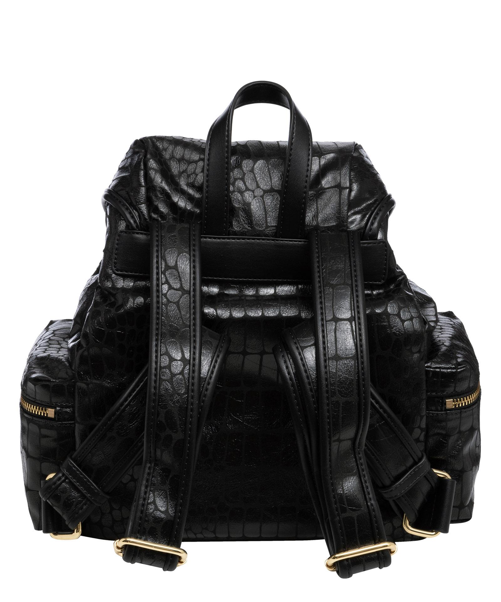 Borsa Love Moschino Donna In Ecopelle | Tracolla A Catena Dorata | Stampa Croco Nero | Formato 22x13 Cm | Con Dust Bag