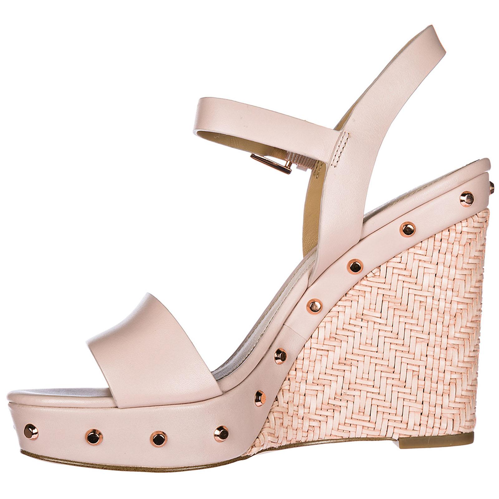 Michael Kors Leather Shoes Wedges Sandals Ellen in Pink | Lyst