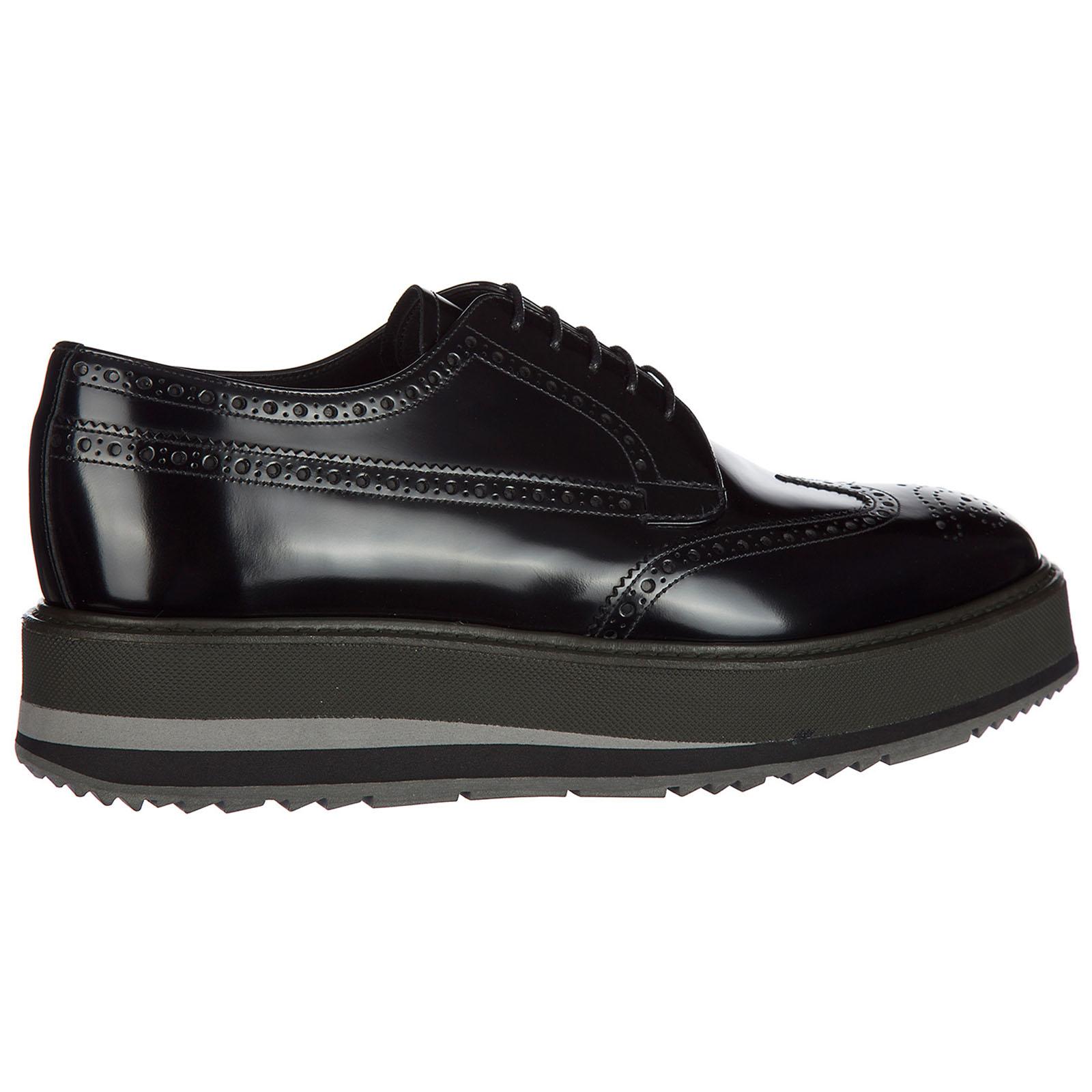 Prada Classic Leather Lace Up Laced Formal Shoes Derby in Black for Men |  Lyst