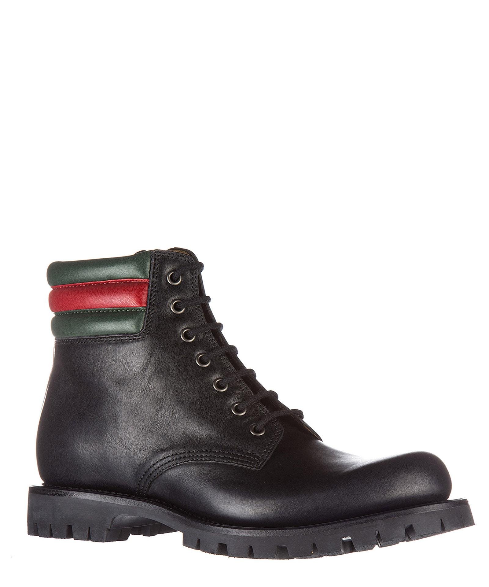 Gucci Web Pantoufle Ankle Boots in Black for Men | Lyst