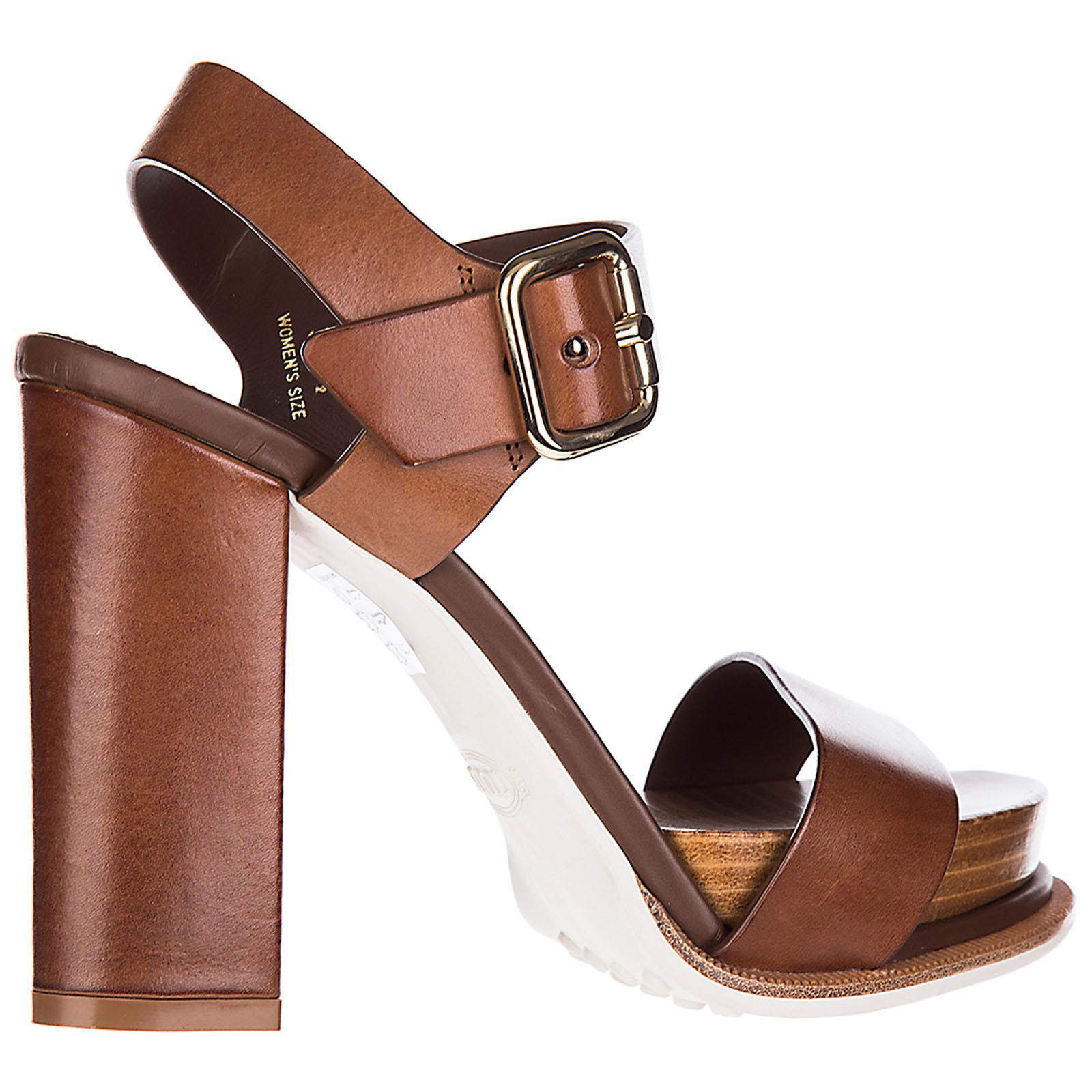 Tod's Women's Leather Heel Sandals in Brown - Lyst