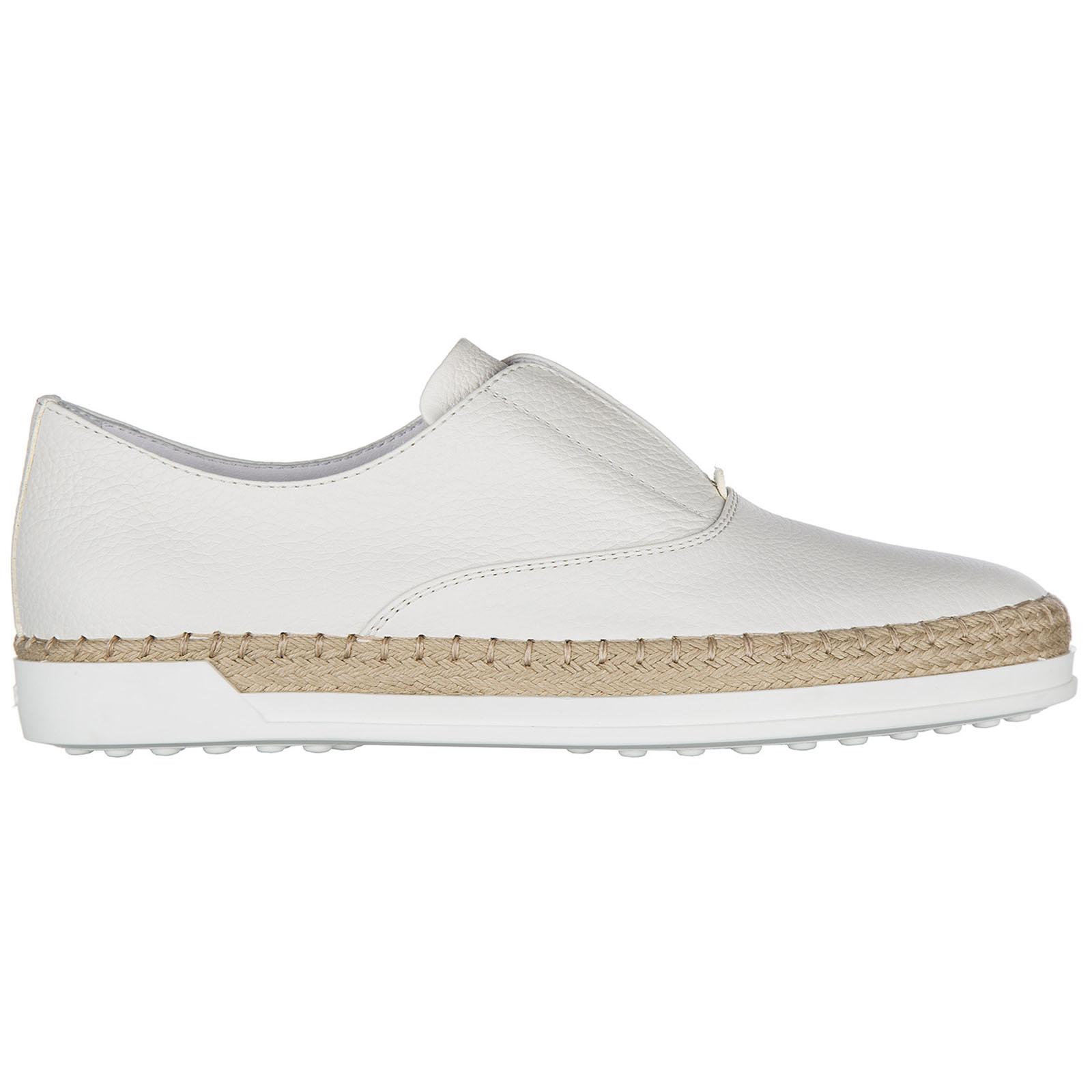 Tod's Leather Slip On Sneakers in White | Lyst
