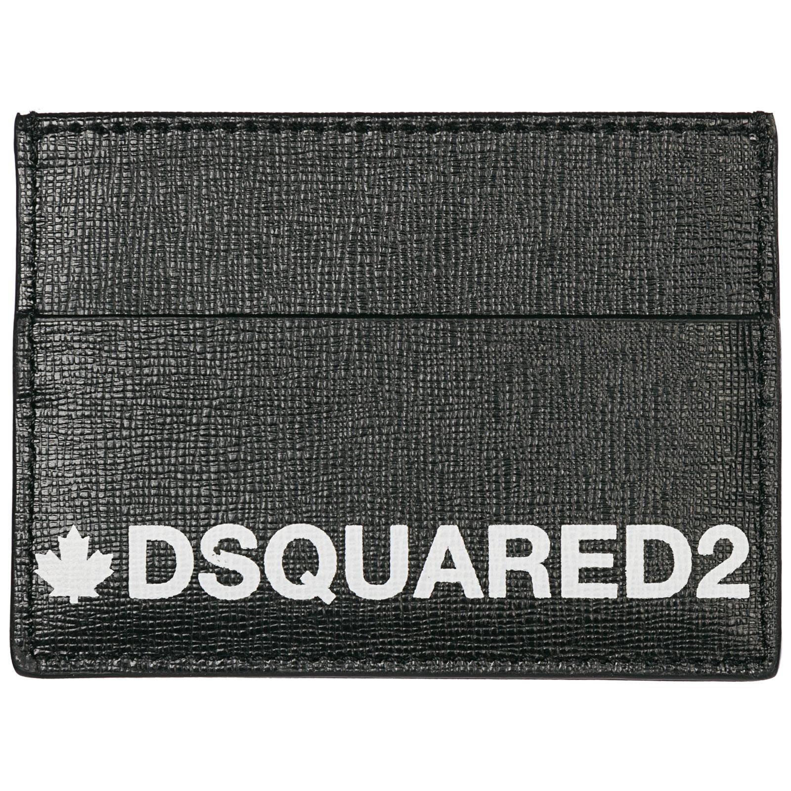 DSquared² Genuine Leather Credit Card Case Holder Wallet in Black for ...