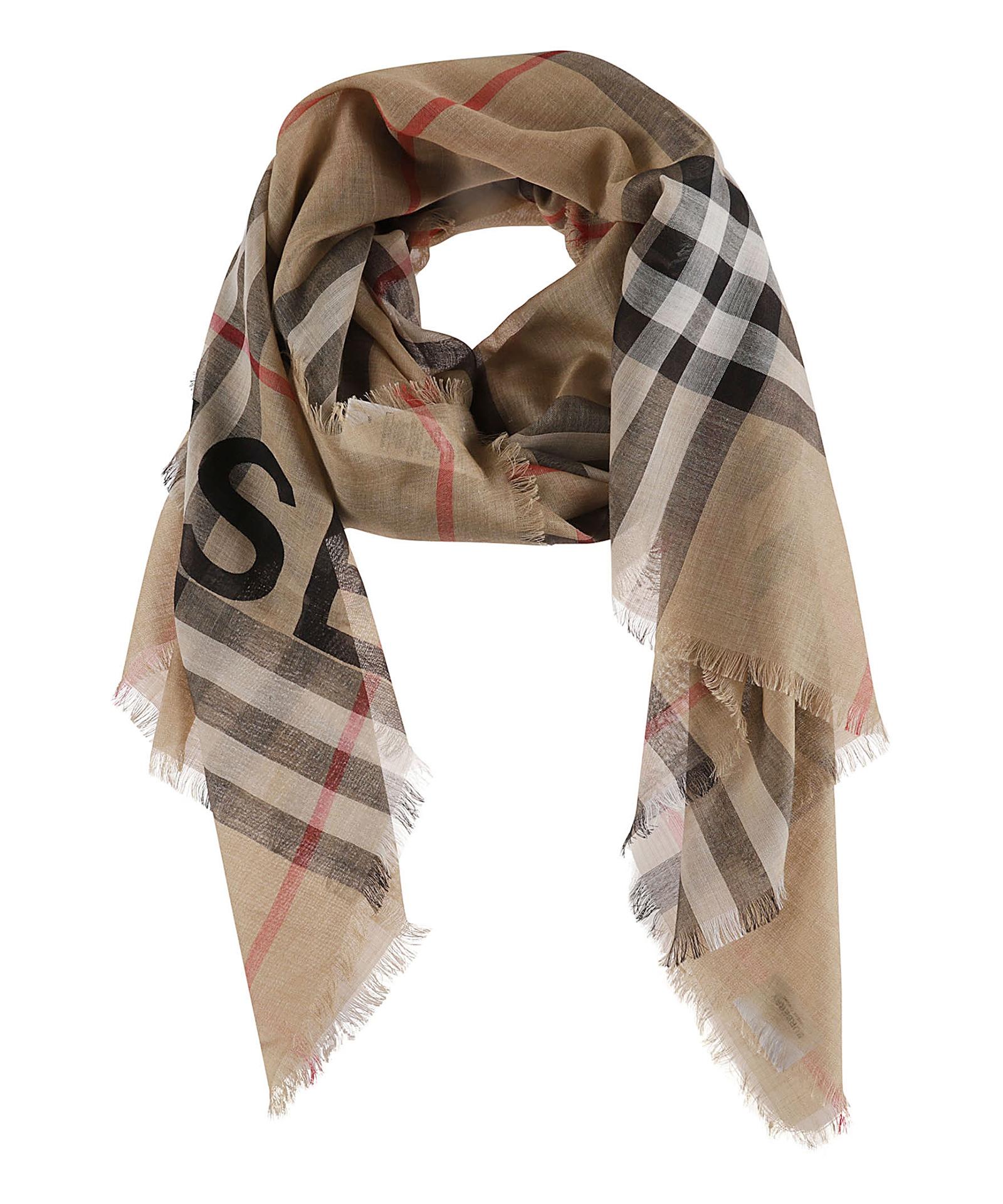 Burberry Address Giant Check Gauze Scarf in Natural Lyst
