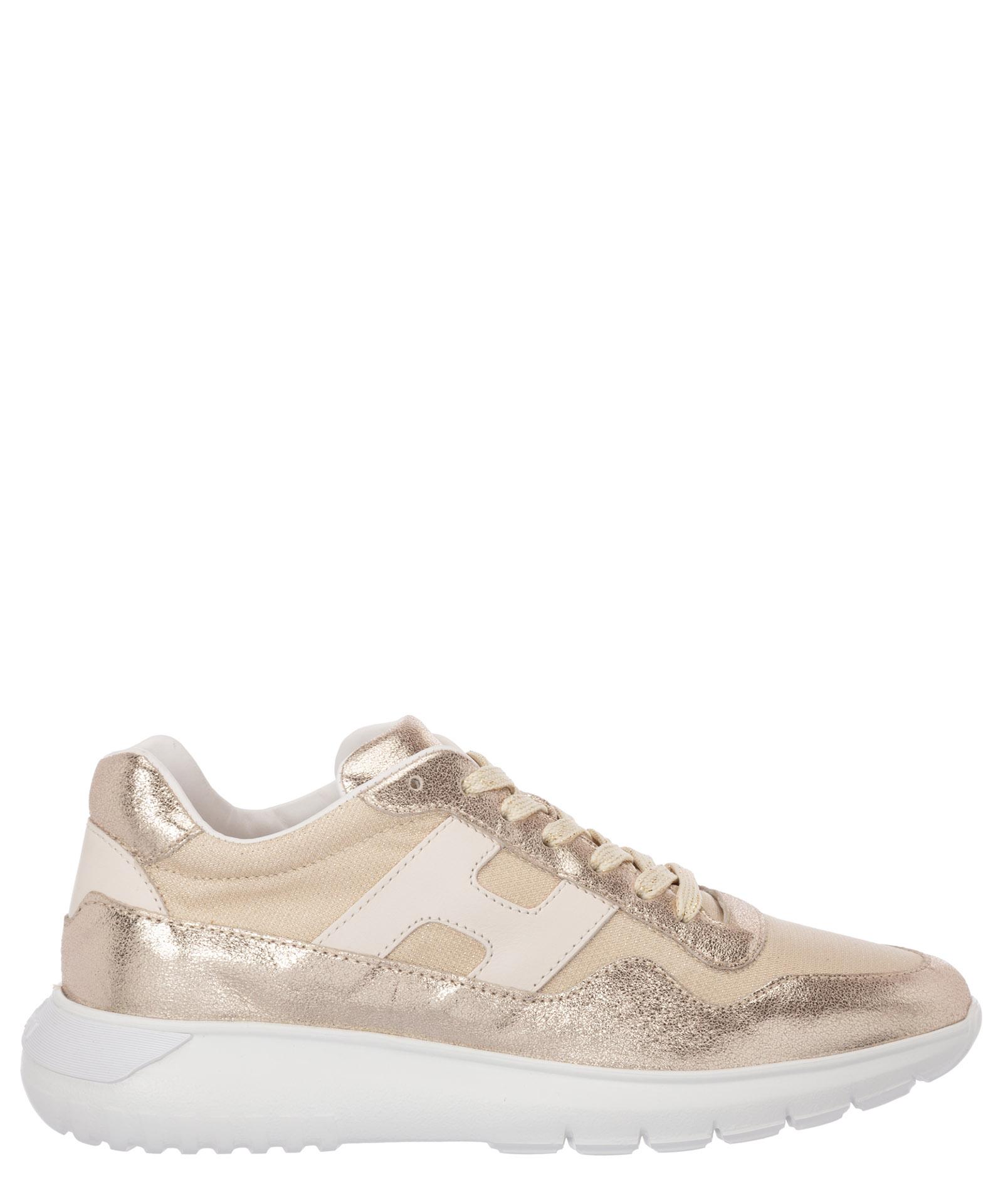 Hogan Interactive3 Gold Sneakers in Natural | Lyst