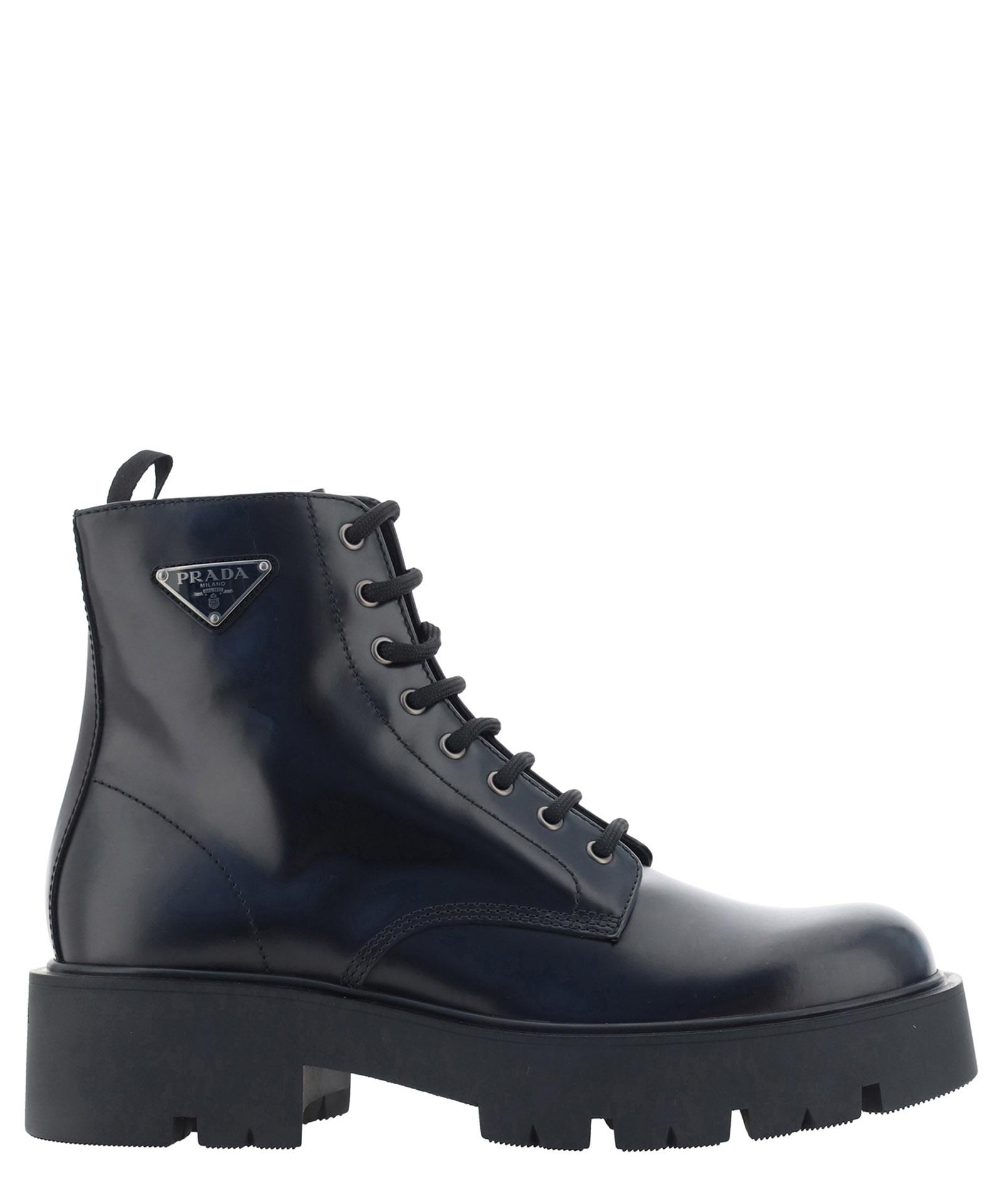 Prada lace up leather booties hotsell