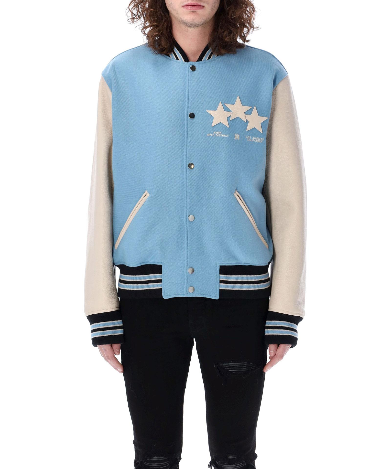 Amiri Stars Panelled Wool-blend Varsity Jacket in Blue for