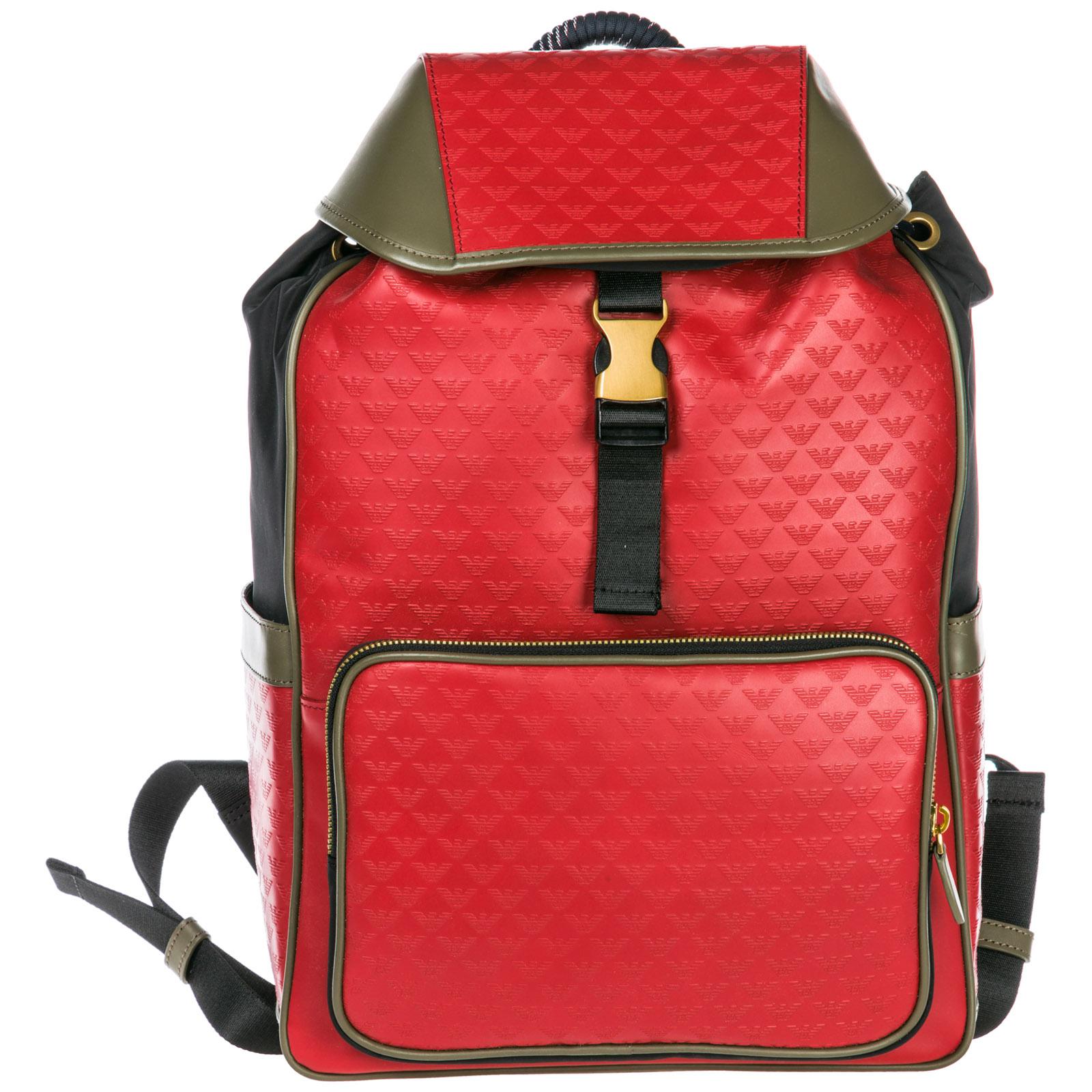 mens red leather backpack