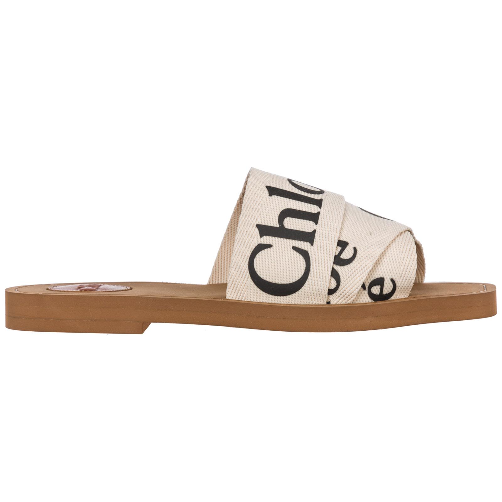 chloé canvas logo sandals
