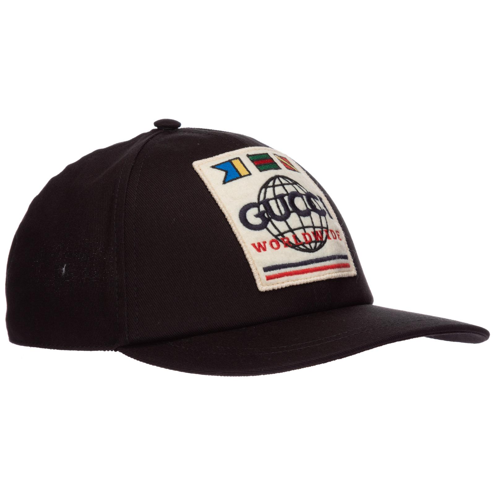 Gucci Baseball Hat With Worldwide Patch in Black for Men | Lyst