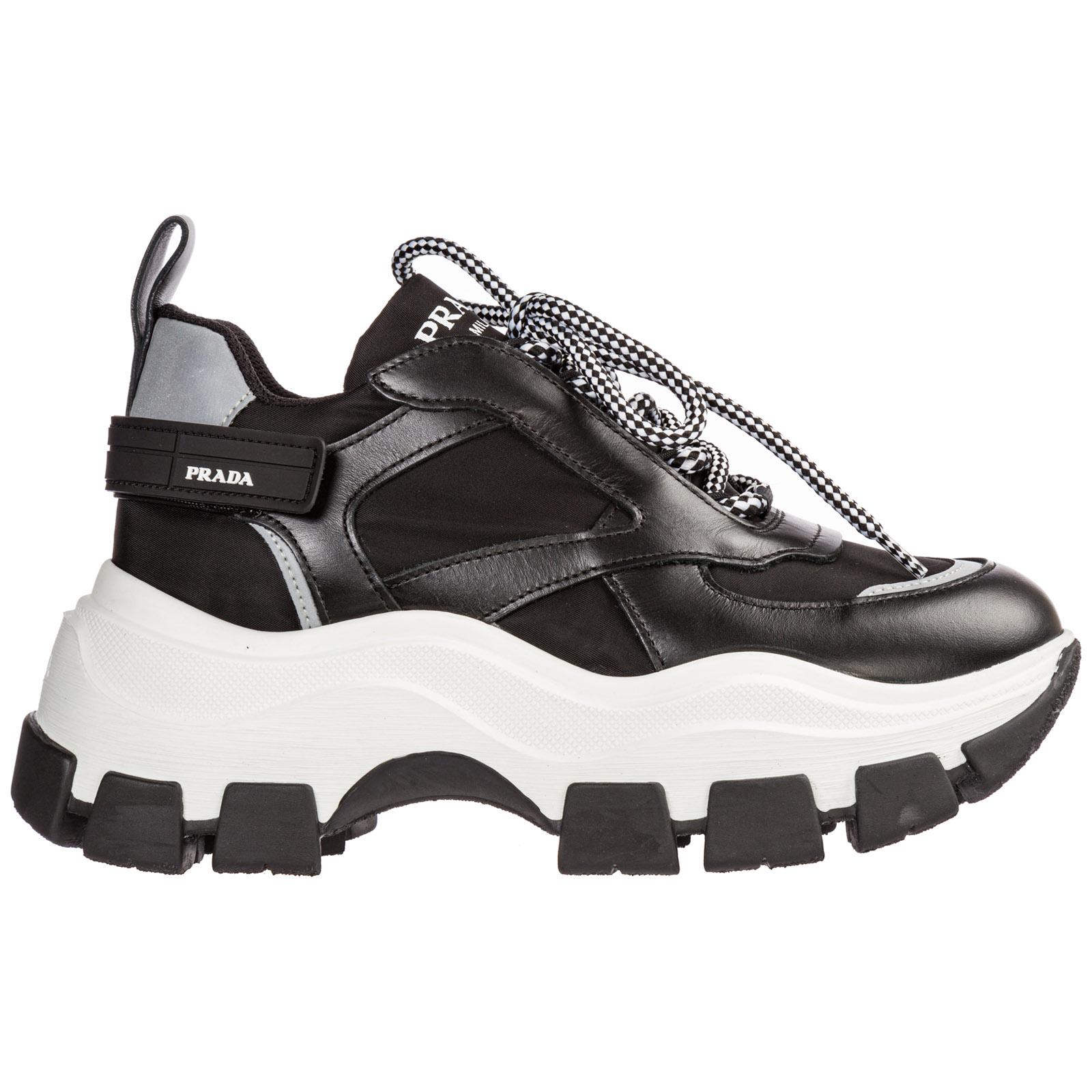 black shiny prada trainers