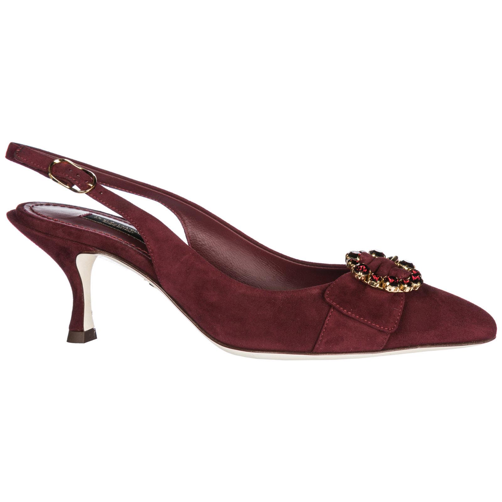 Dolce & Gabbana Suede Bellucci Slingback Pumps in Bordeaux (Red) - Lyst