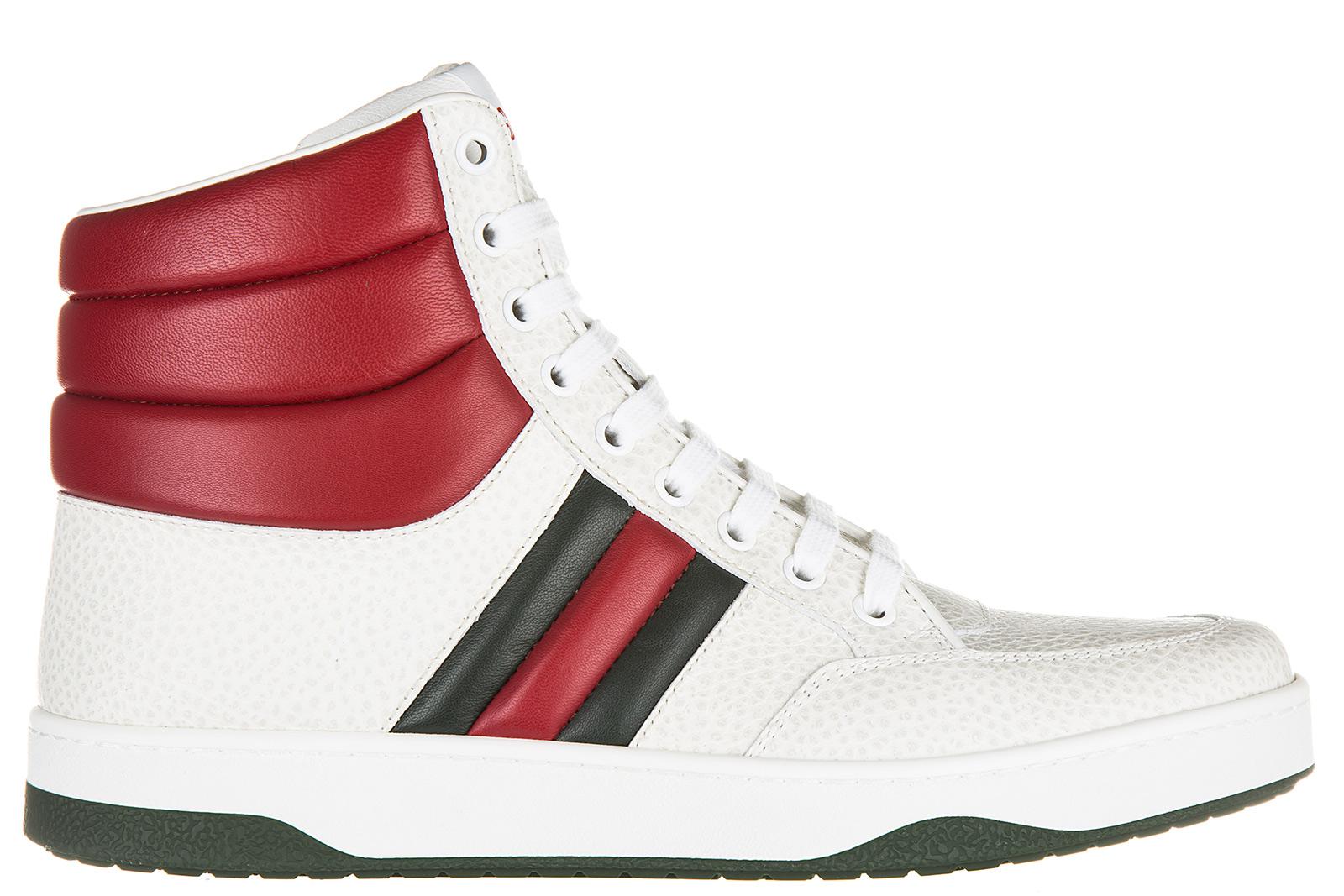 Gucci Bee Ace High-Top Sneakers White Leather Men's Trainers 501803 DOPE0 (GGM1702)