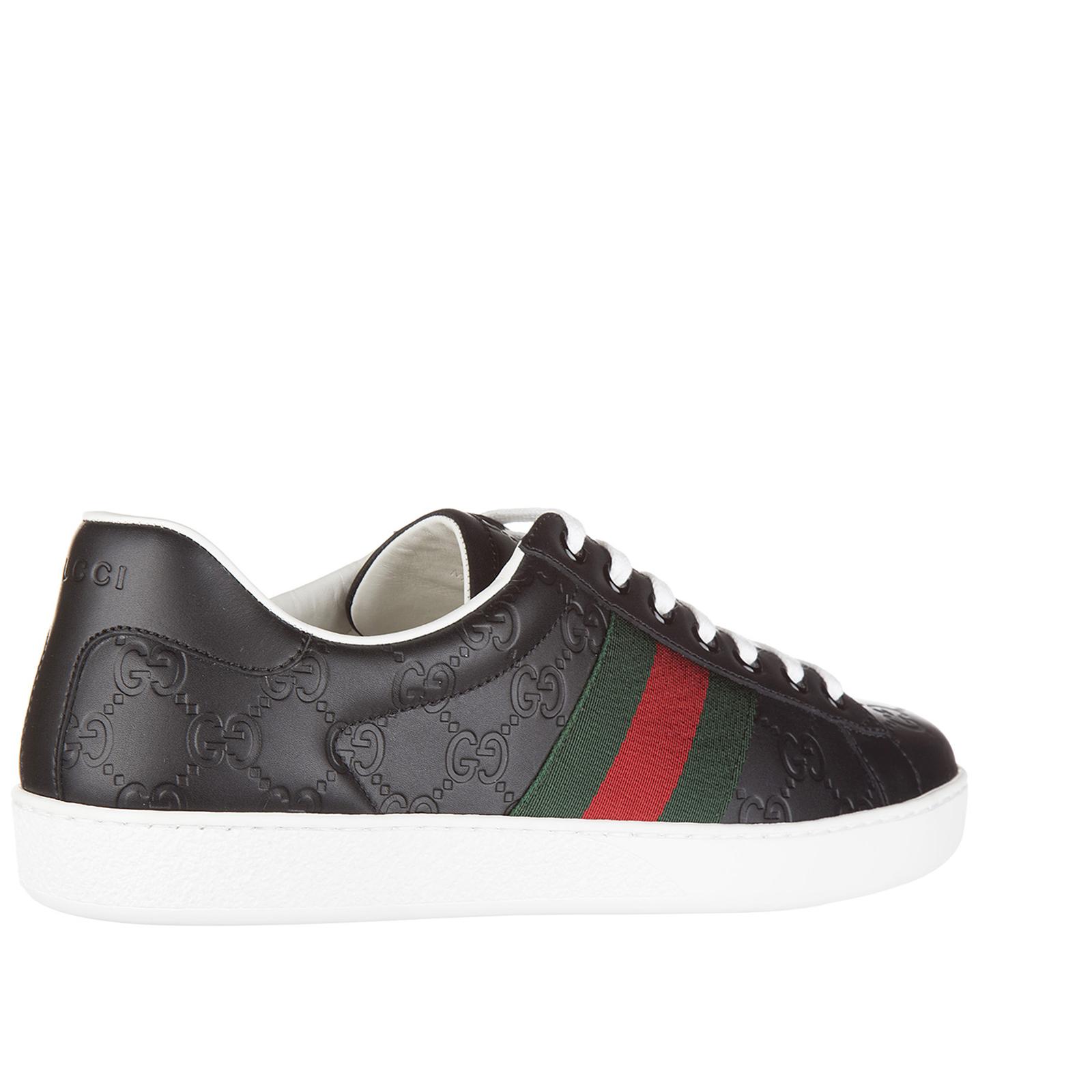 gucci mens black trainers