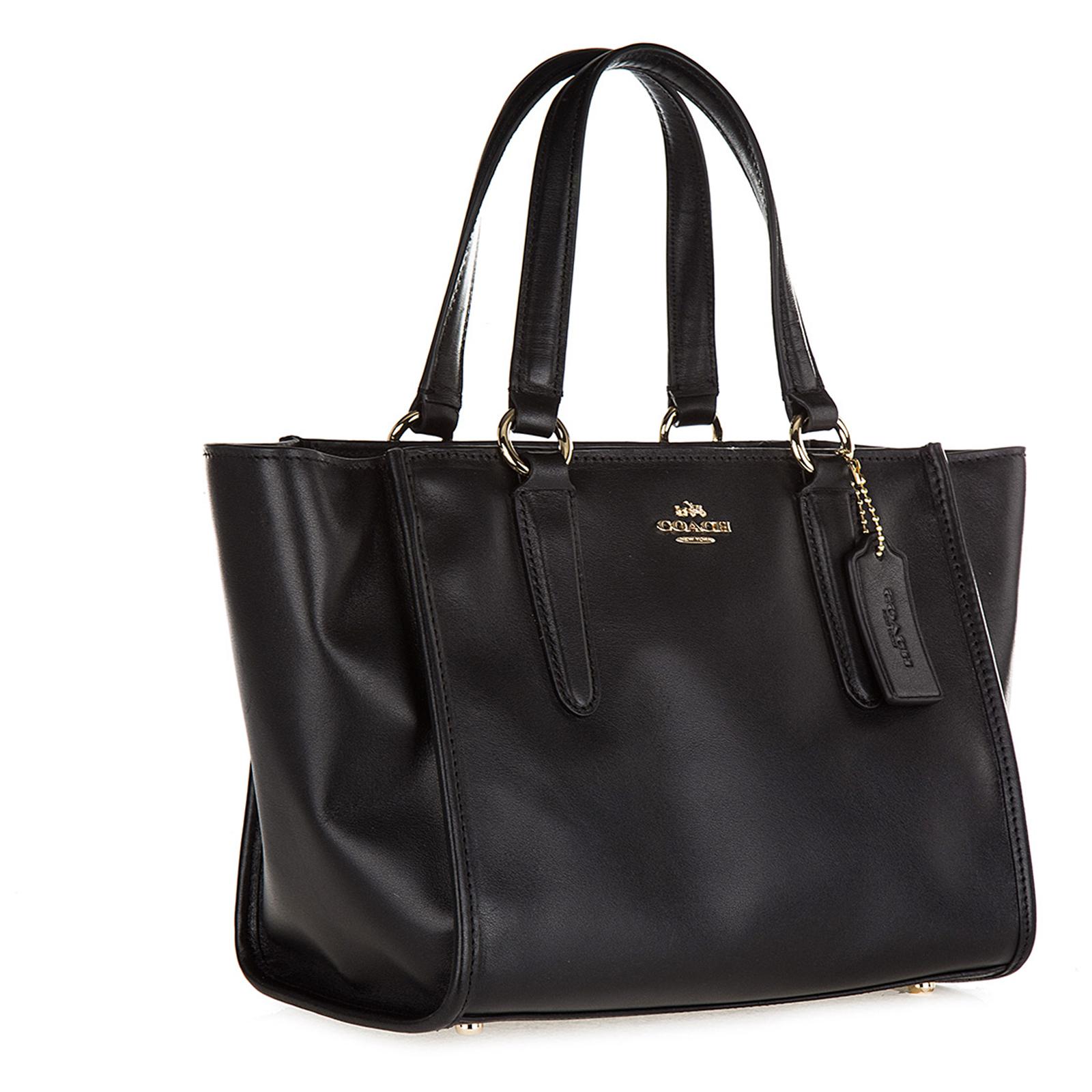 COACH Leather Handbag Shopping Bag Purse Smth Lth Mini Crosby in Black ...