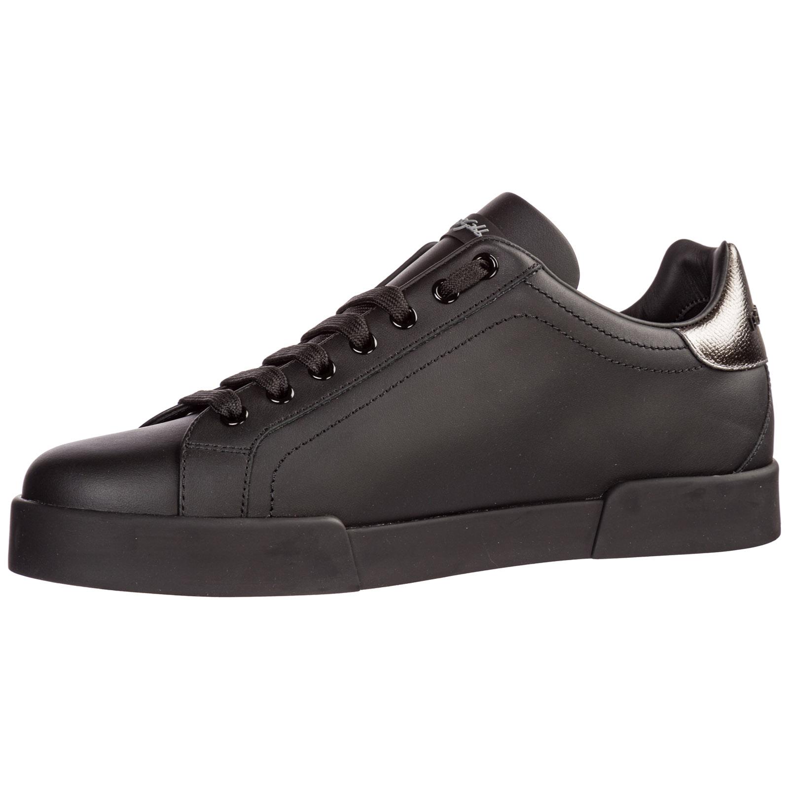 dolce&gabbana men's shoes leather trainers sneakers black