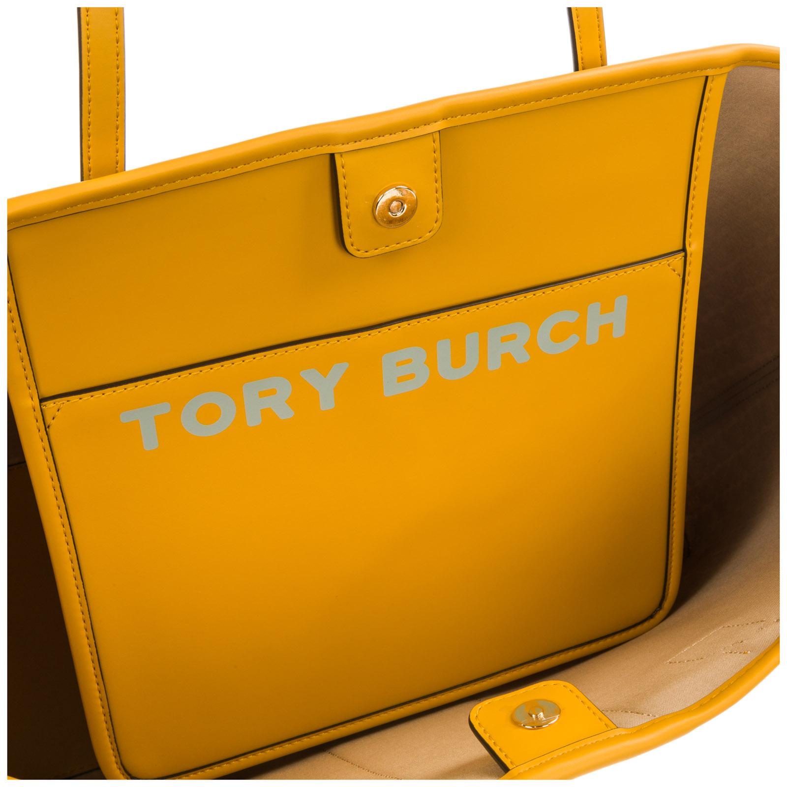 Tory Burch Gemini Link Tote Yellow leather trim rare bag shopping strap  cracking