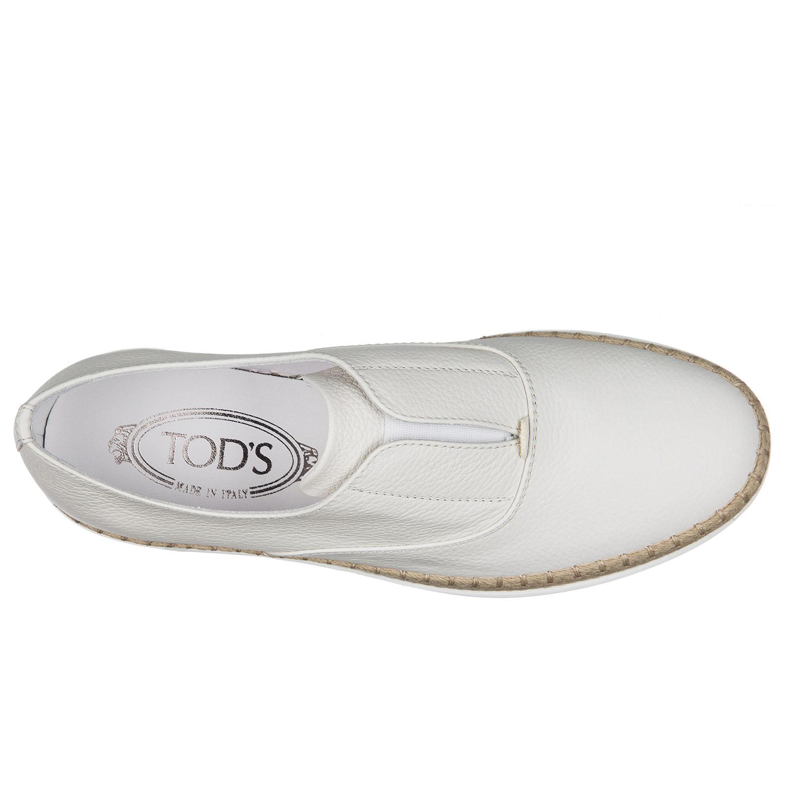 Tod's Leather Slip On Sneakers in White | Lyst