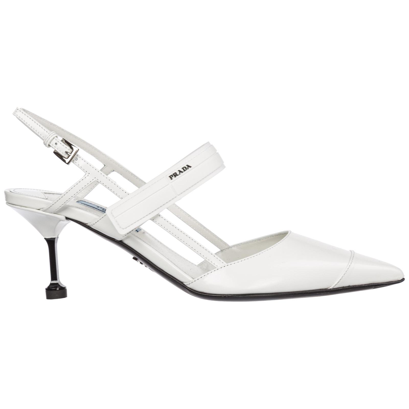 Prada Leather Pumps Court Shoes High Heel in White | Lyst
