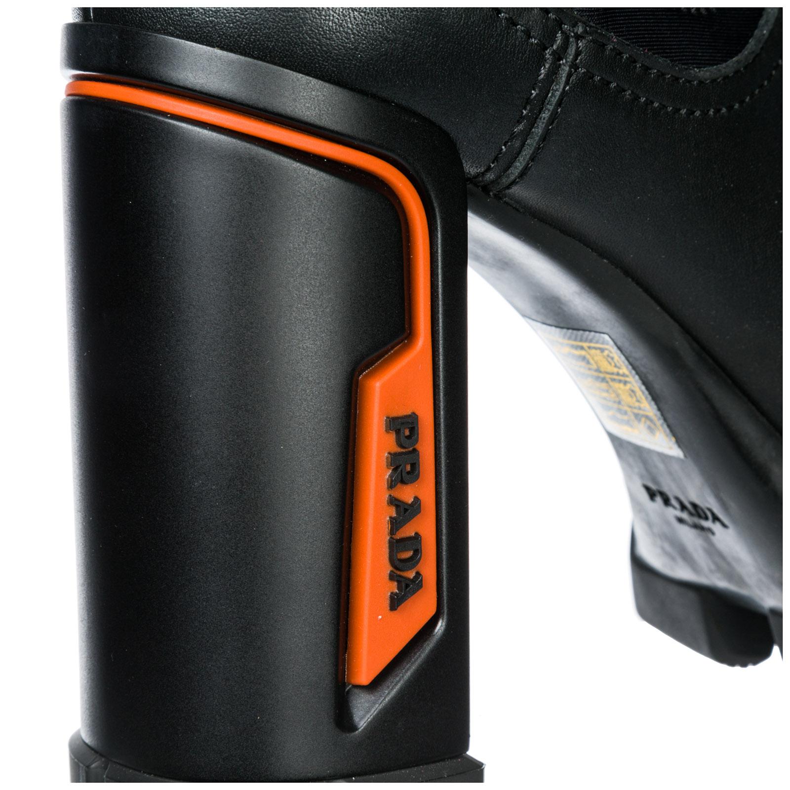 Prada Leather Ankle Boots in Black Orange (Black) - Lyst