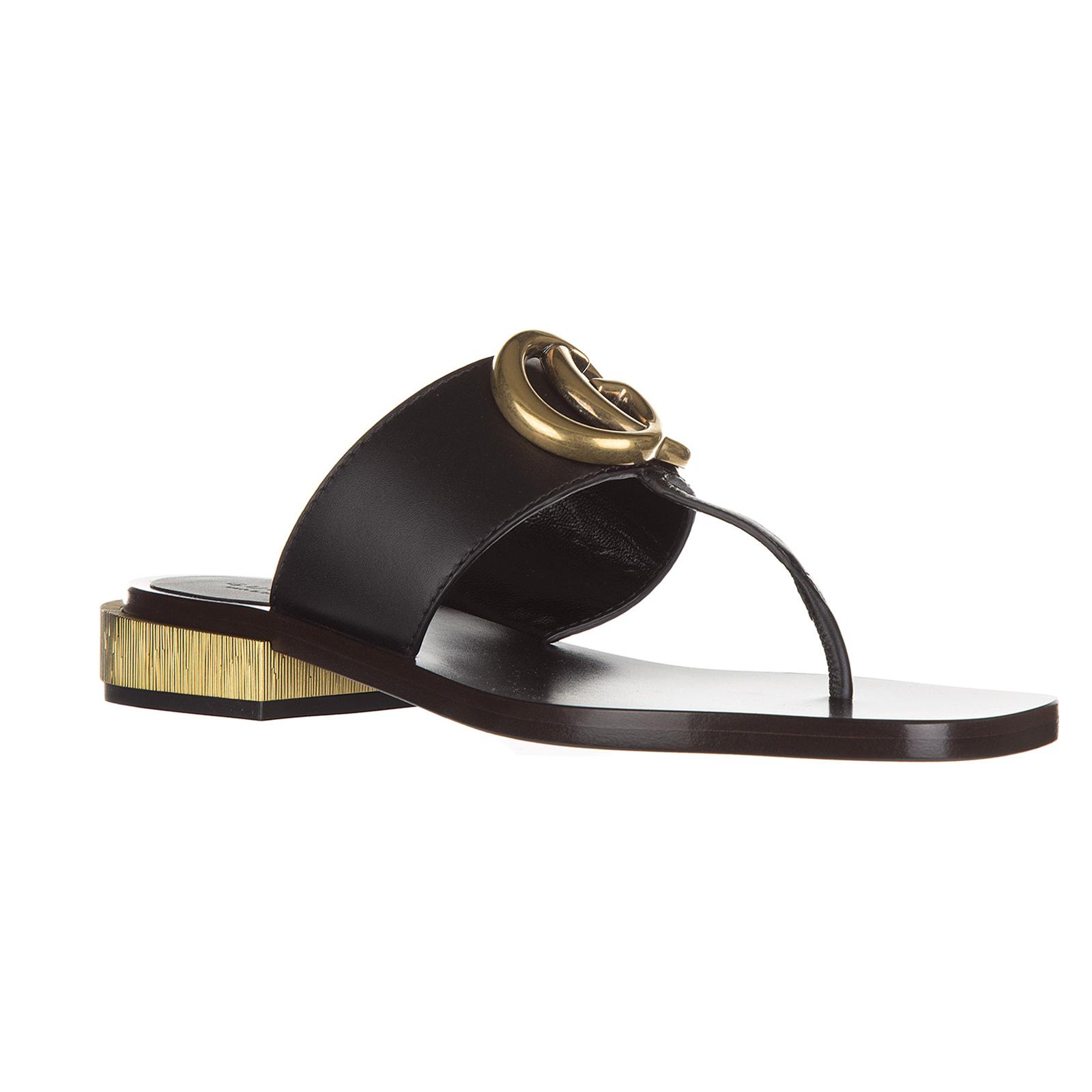 Gucci Leather Flip Flops Sandals Lifford in Black | Lyst