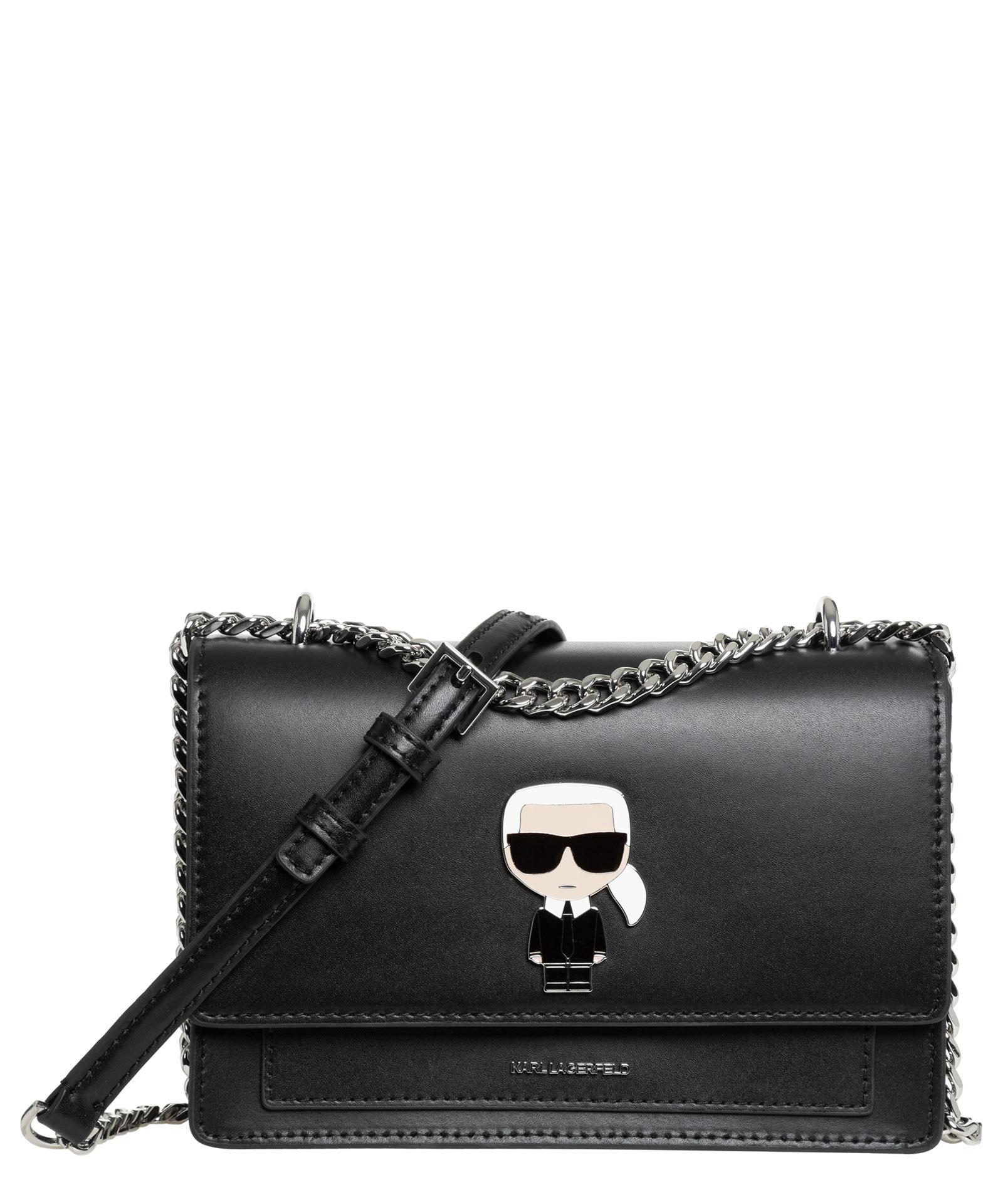 Karl Lagerfeld K/ikonik Leather Crossbody Bag in Black | Lyst