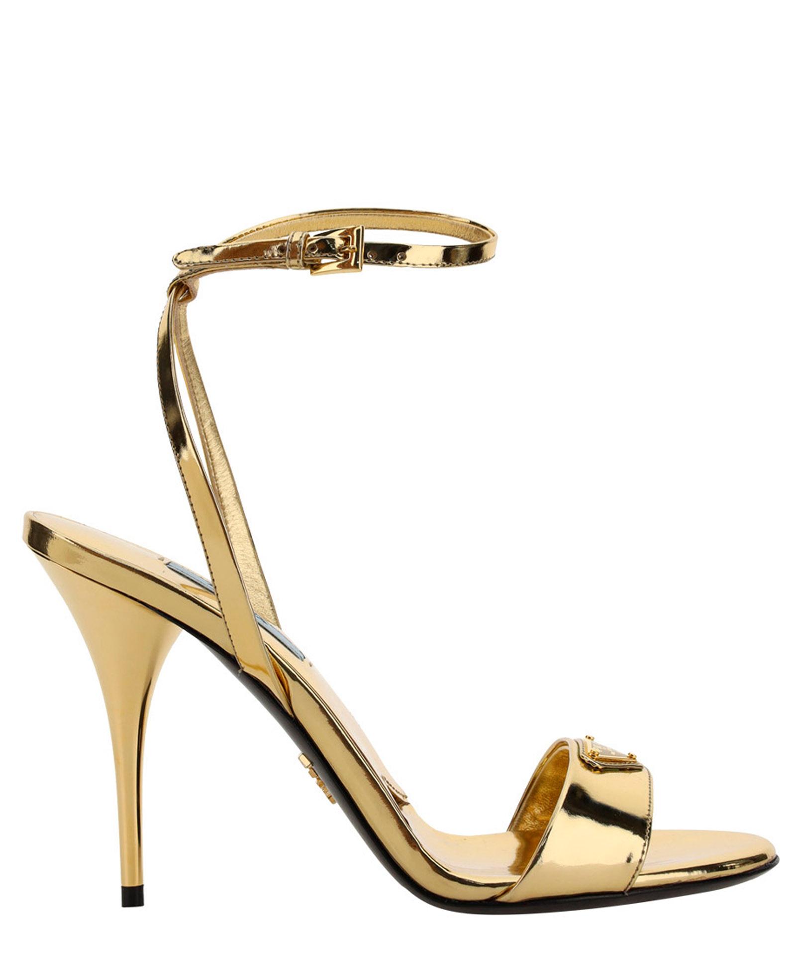 Prada Heeled Sandals in Metallic | Lyst