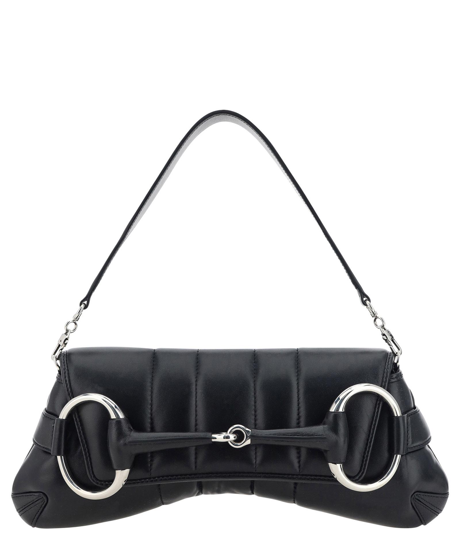 SHOULDER BAG WITH GEOMETRIC FLAP - Black