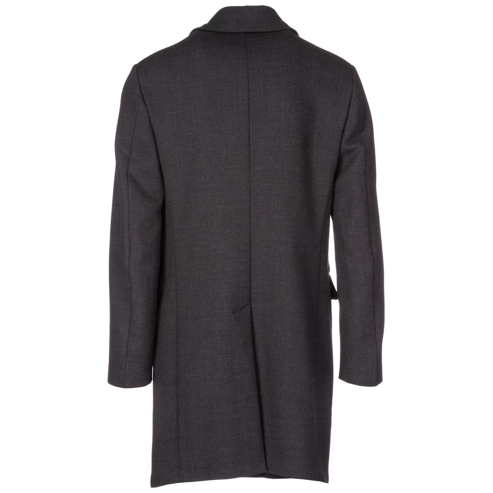 Emporio Armani Wool Double Breasted Coat Overcoat in Nero (Black) for ...