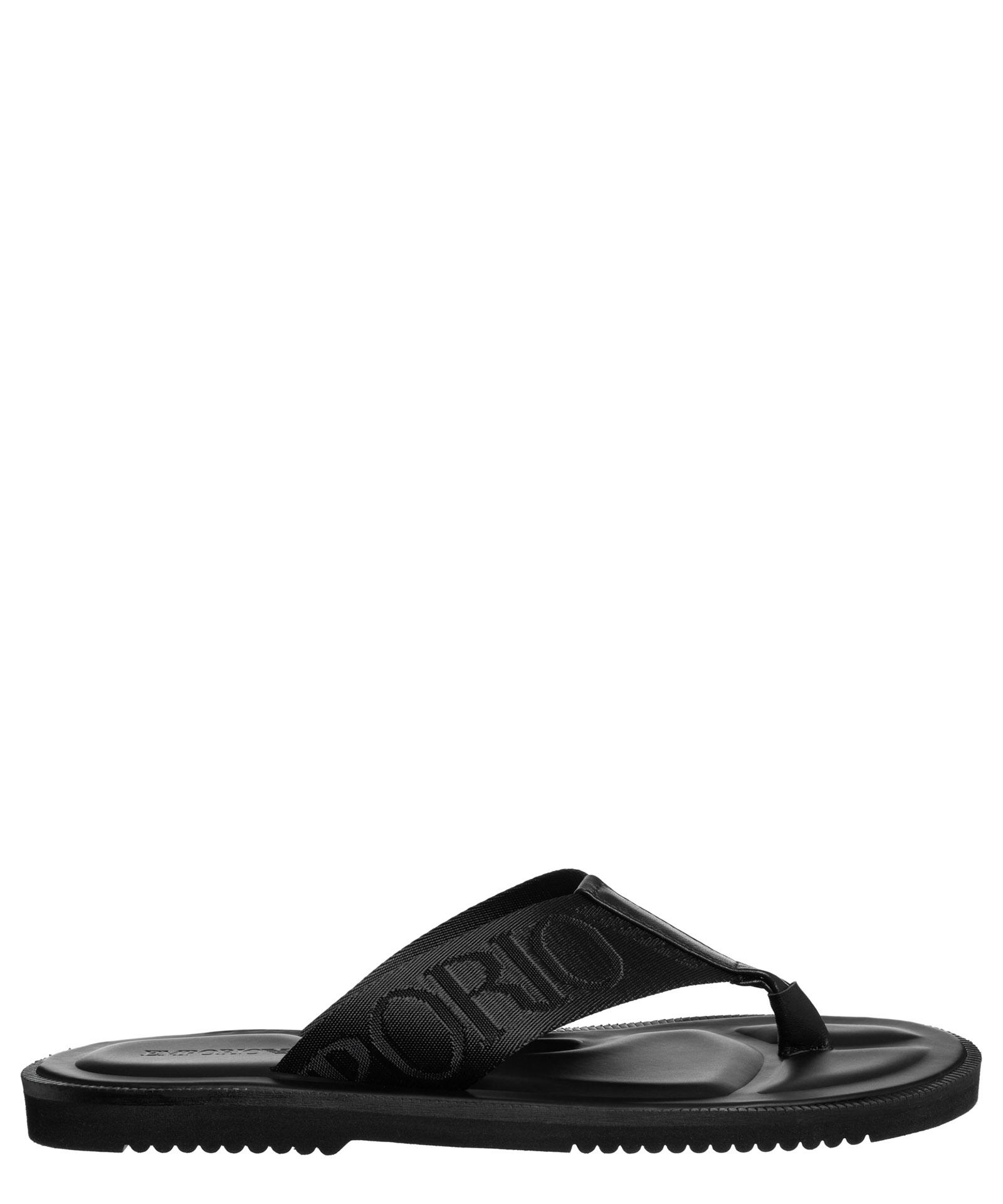 Emporio Armani Leather Sandals in Black for Men | Lyst