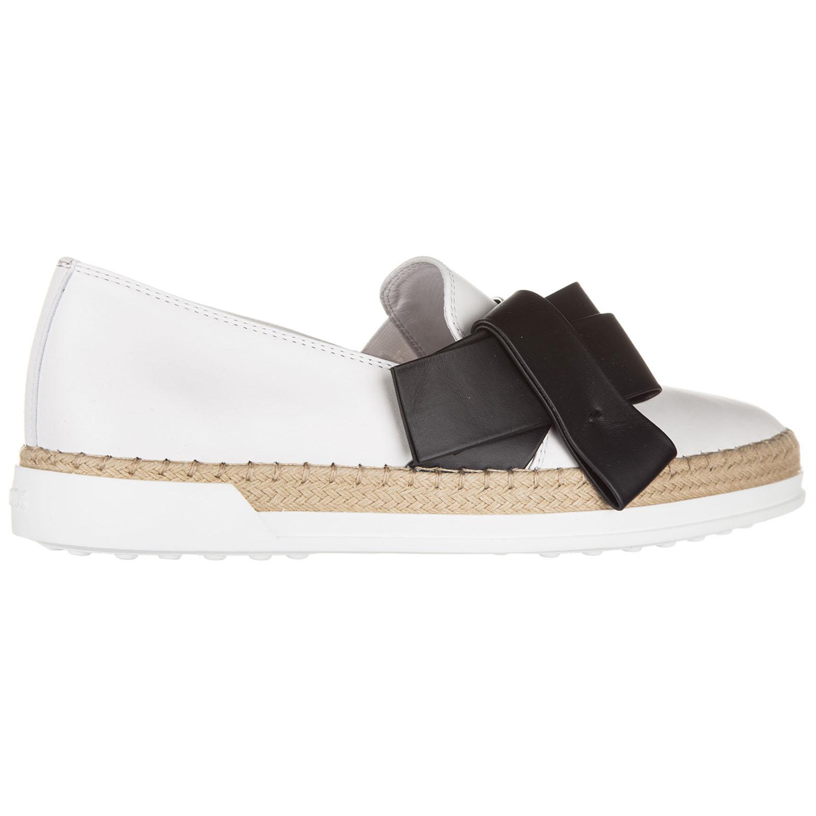 Tod's Leather Slip On Sneakers Gomma Rafia Fiocco - Lyst