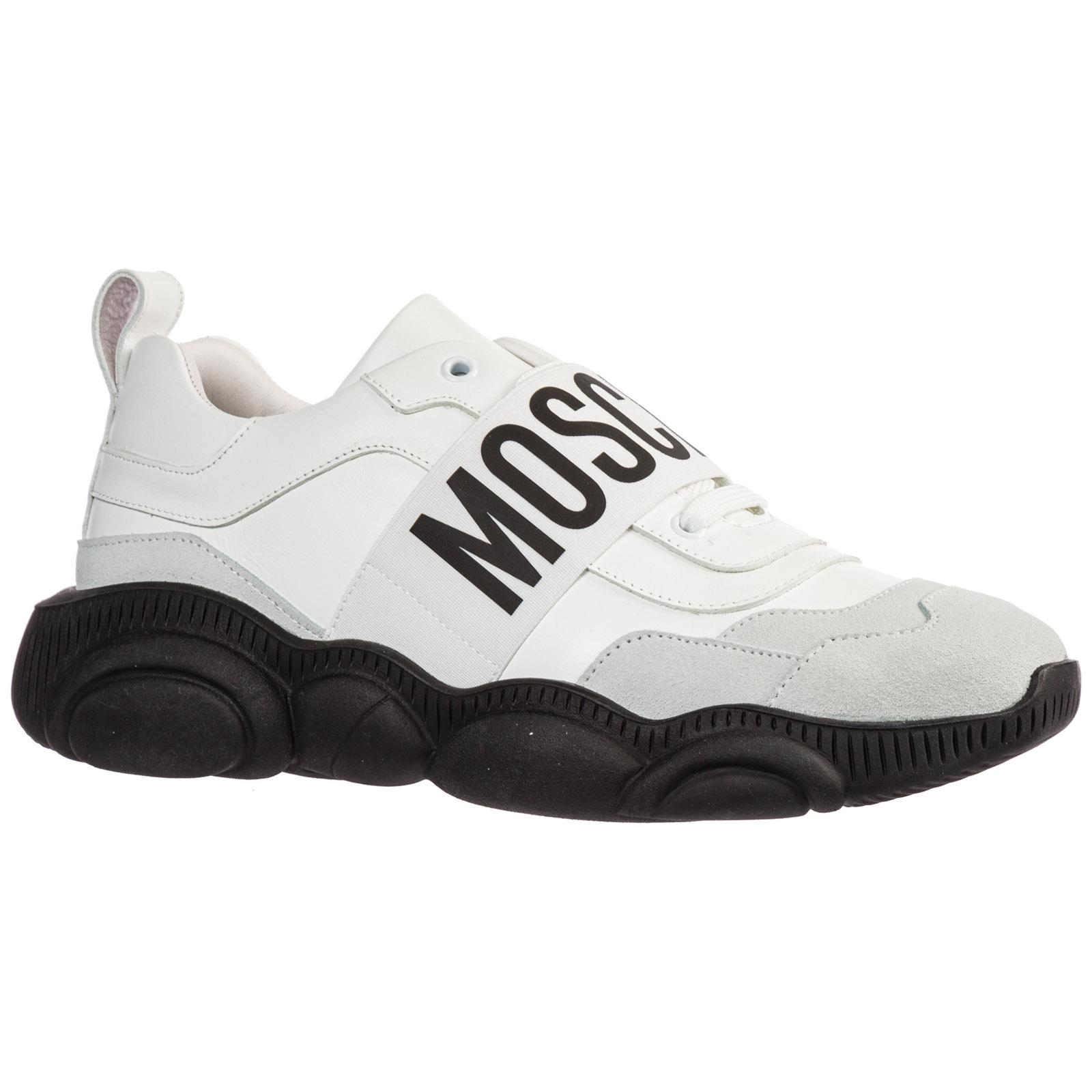 Moschino Men's Shoes Leather Trainers Sneakers Teddy Run in White for ...