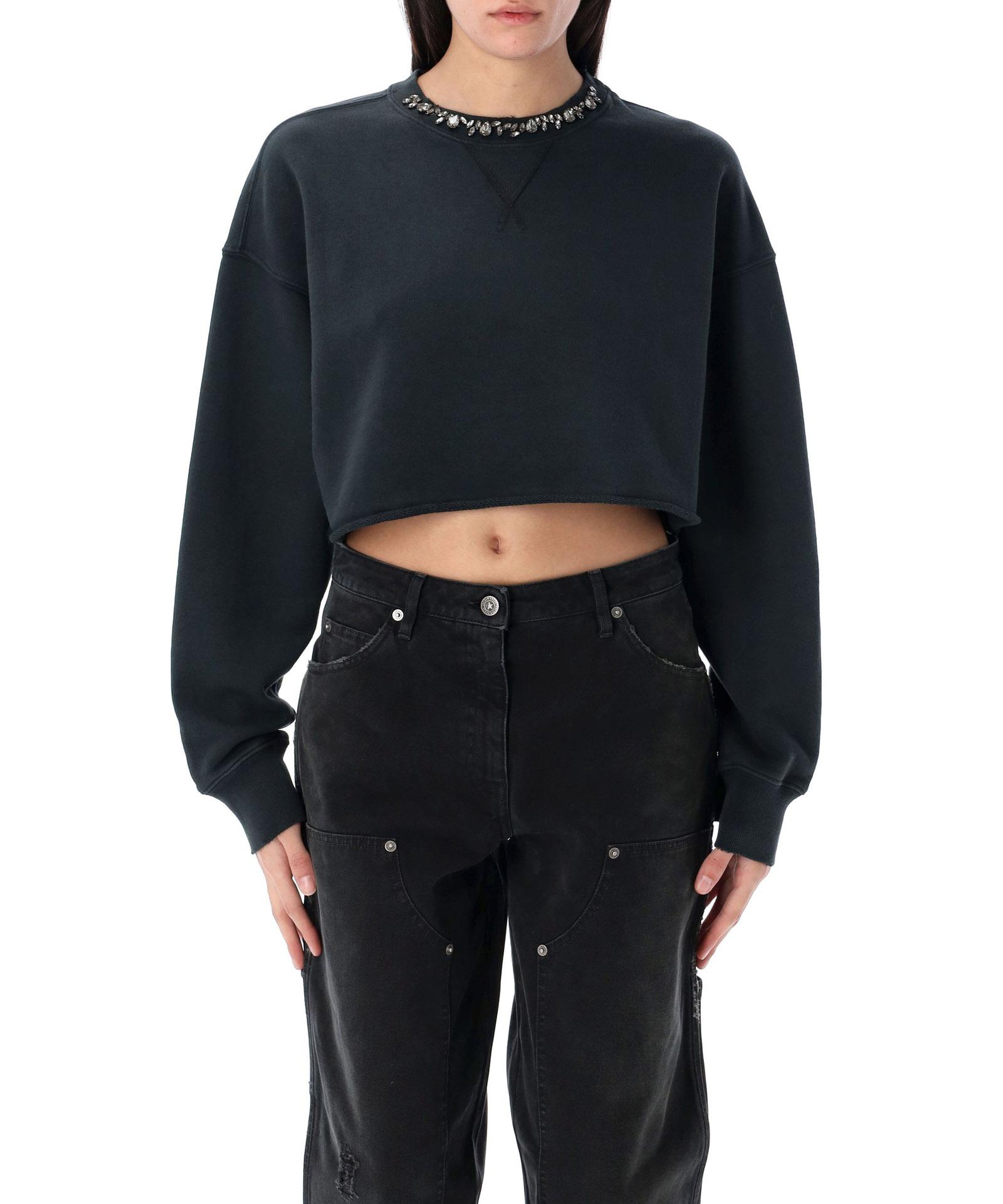 Golden Goose Organic Cotton Cropped Sweatshirt in Black