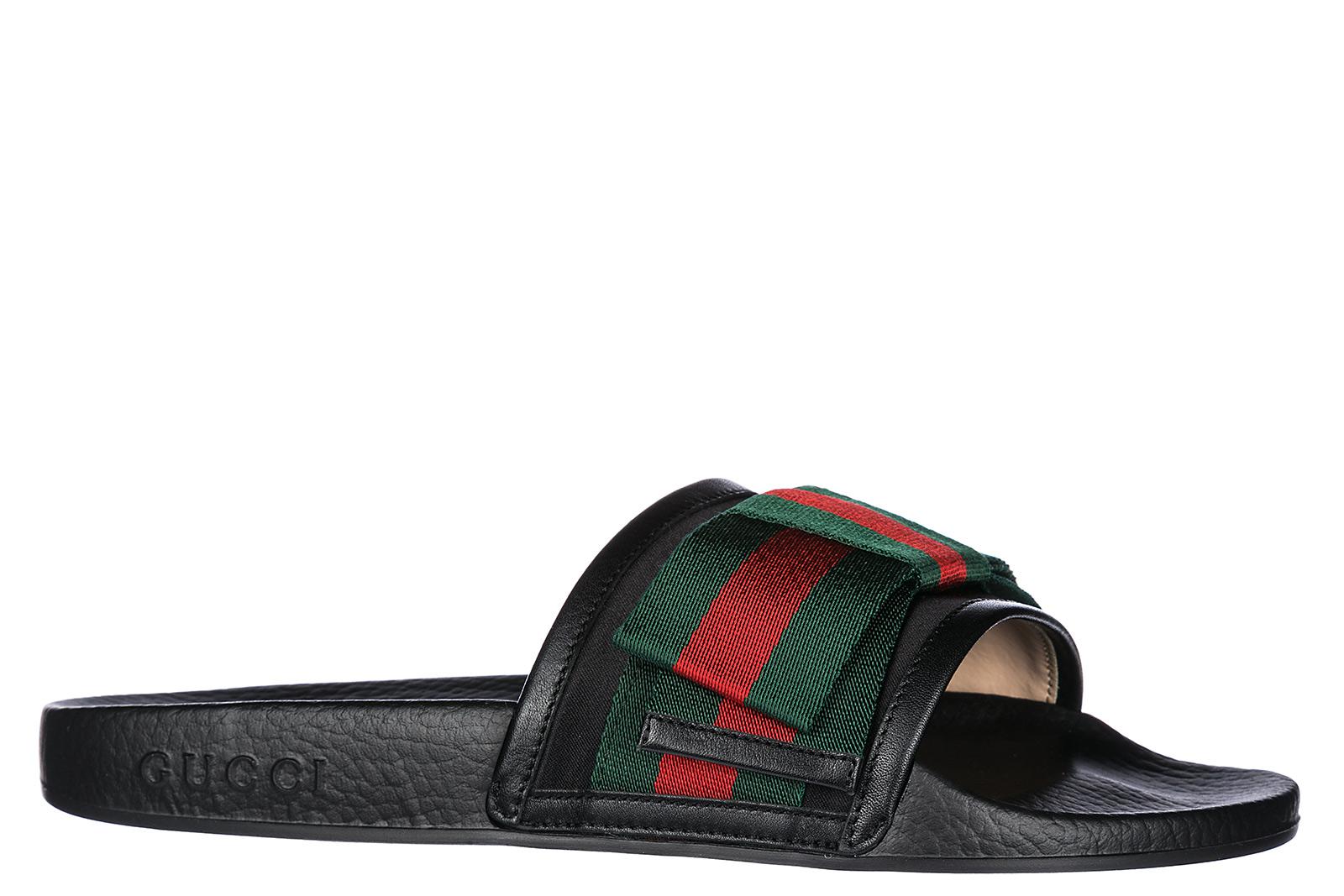 Gucci Black Pursuit Ribbon Bow Slides | Lyst