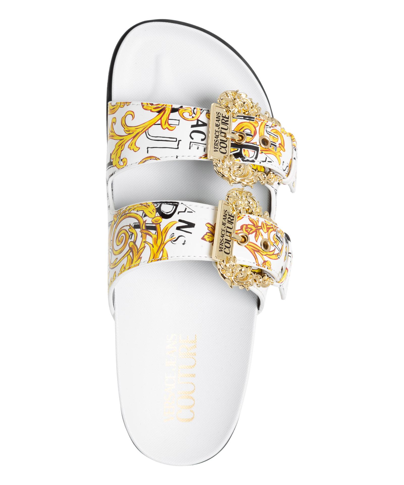 Versace Jeans Couture Arizona Logo Couture Logo Couture Sandals in White |  Lyst